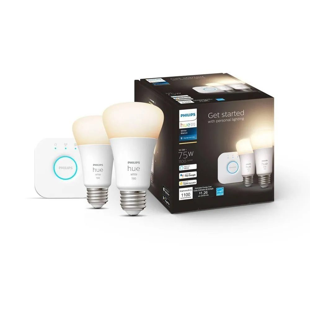 Open-box - Philips Hue 2pk A19 LED Starter Kit with Bridge White