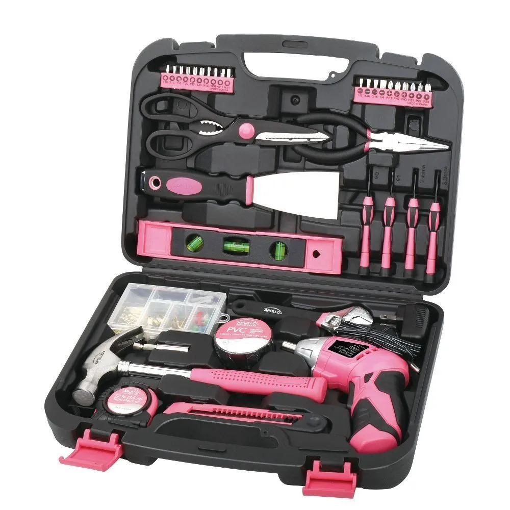 Open-box - Apollo Tools 135pc Household Tool Kit DT0773N1 Pink