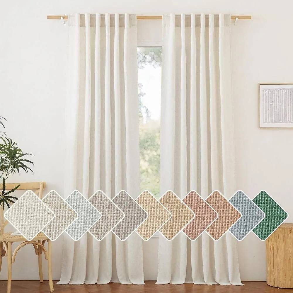 New without box - NICETOWN 55x102 Light Beige Extra Long Linen Blend Curtains for Sliding Glass