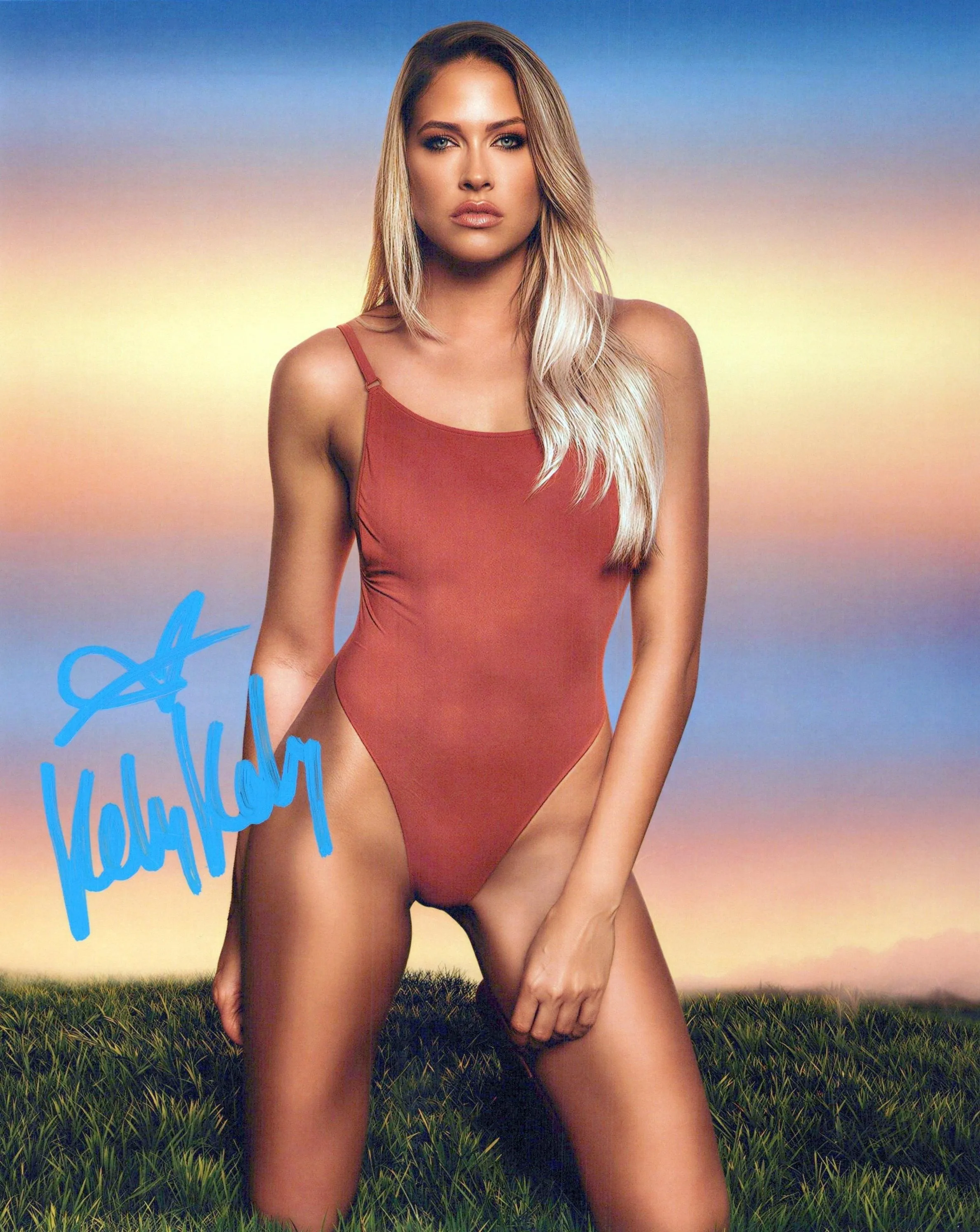 Kelly Kelly Barbie Blank (FUNHOUSE METALLIC 8x10) photo WWF photo signed autographed