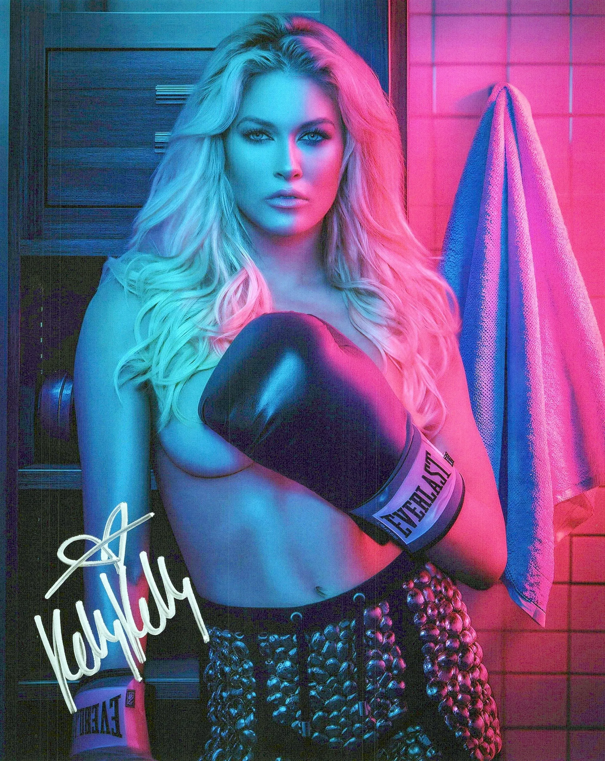 Kelly Kelly Barbie Blank (FUNHOUSE METALLIC 8x10) photo WWF photo signed autographed