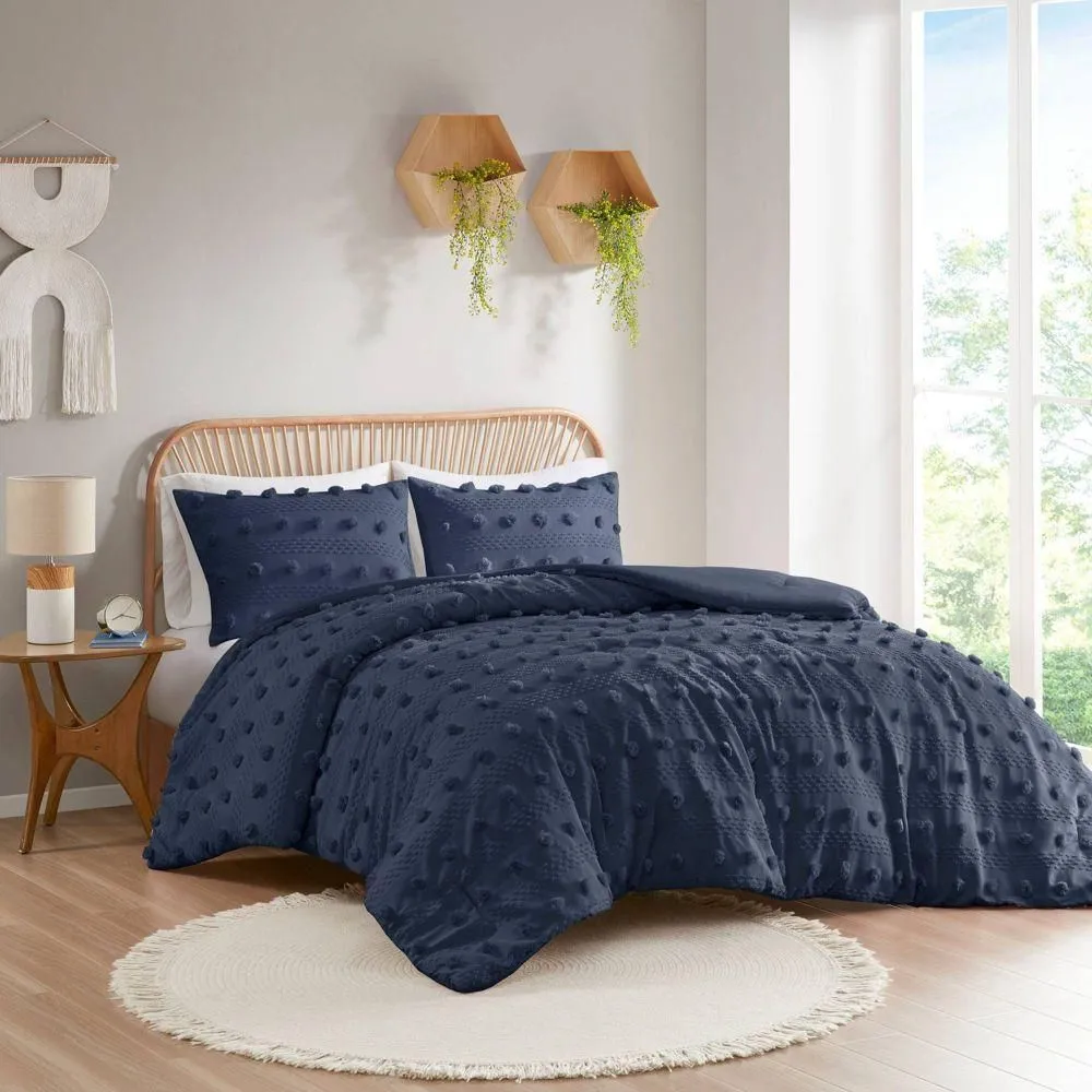 New without box - 2pc Twin/Twin Extra Long Elise Clip Elise Pom Pom Jacquard Antimicrobial Dust