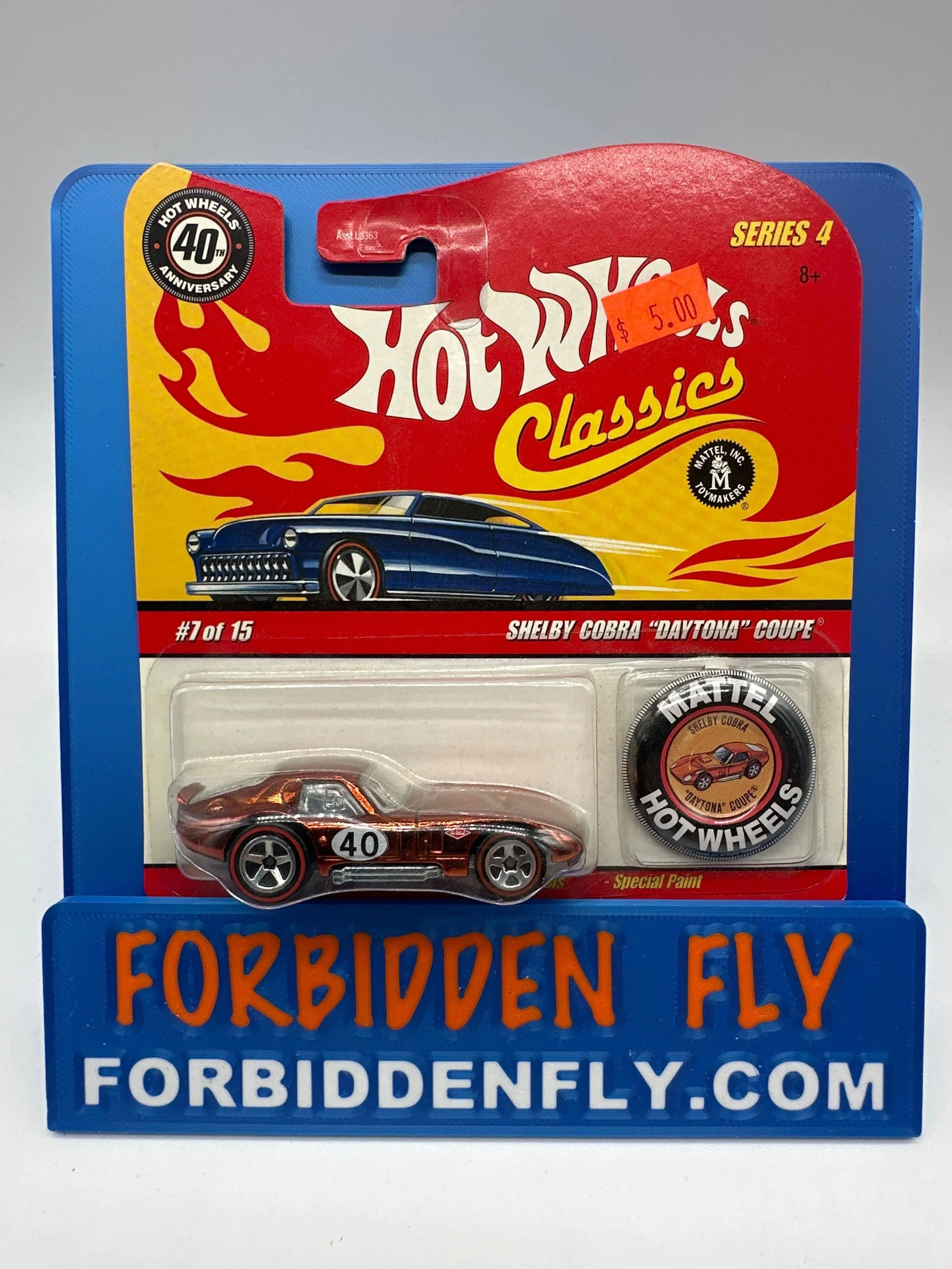 Hot Wheels Classics - Series 4 #7 of 15 - Orange Shelby Cobra “Daytona” Coupe w/ Button