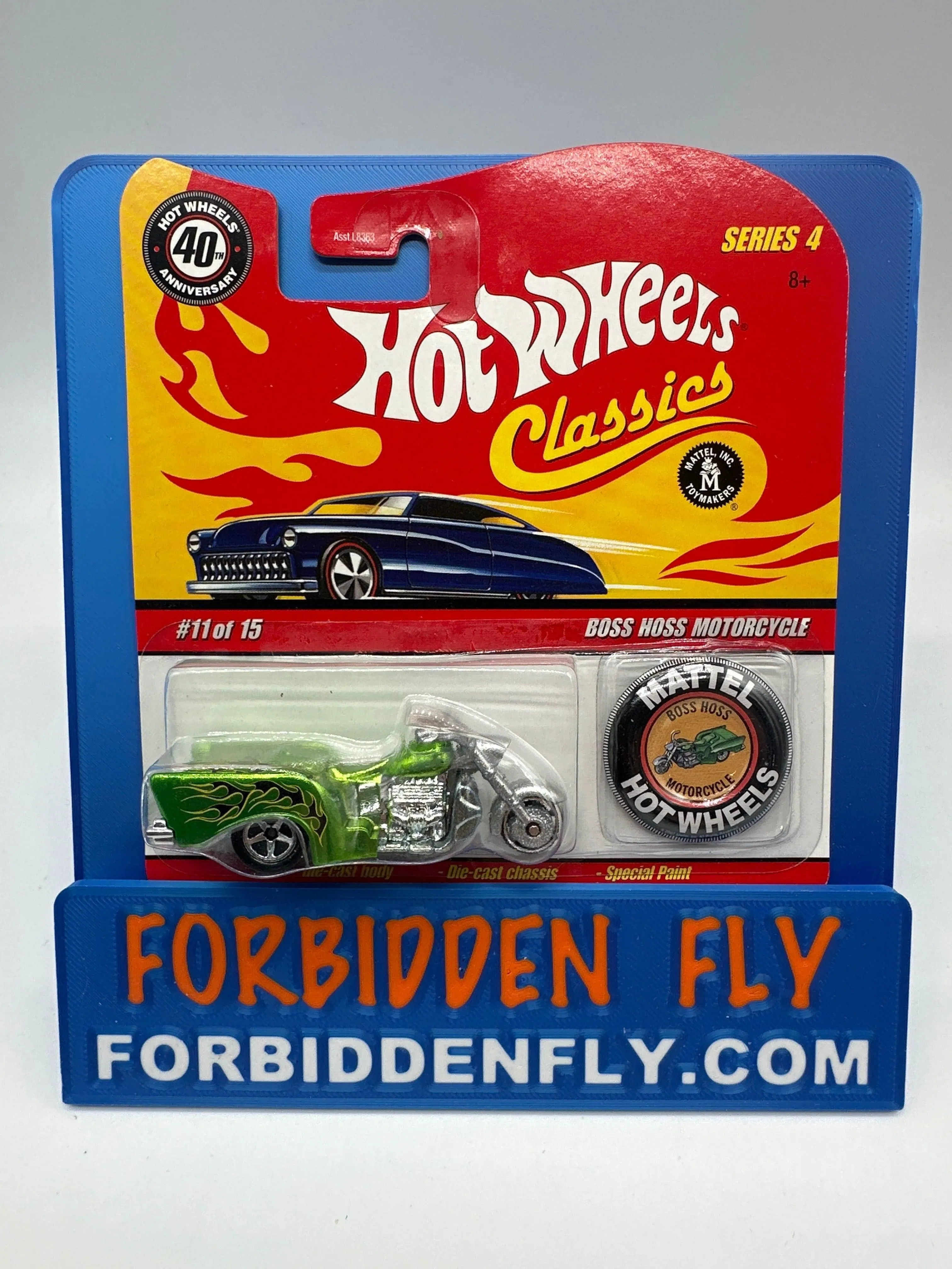 Hot Wheels Classics - Series 4 #11 of 15 - Green Boss Hoss Motorcycle w/ Button