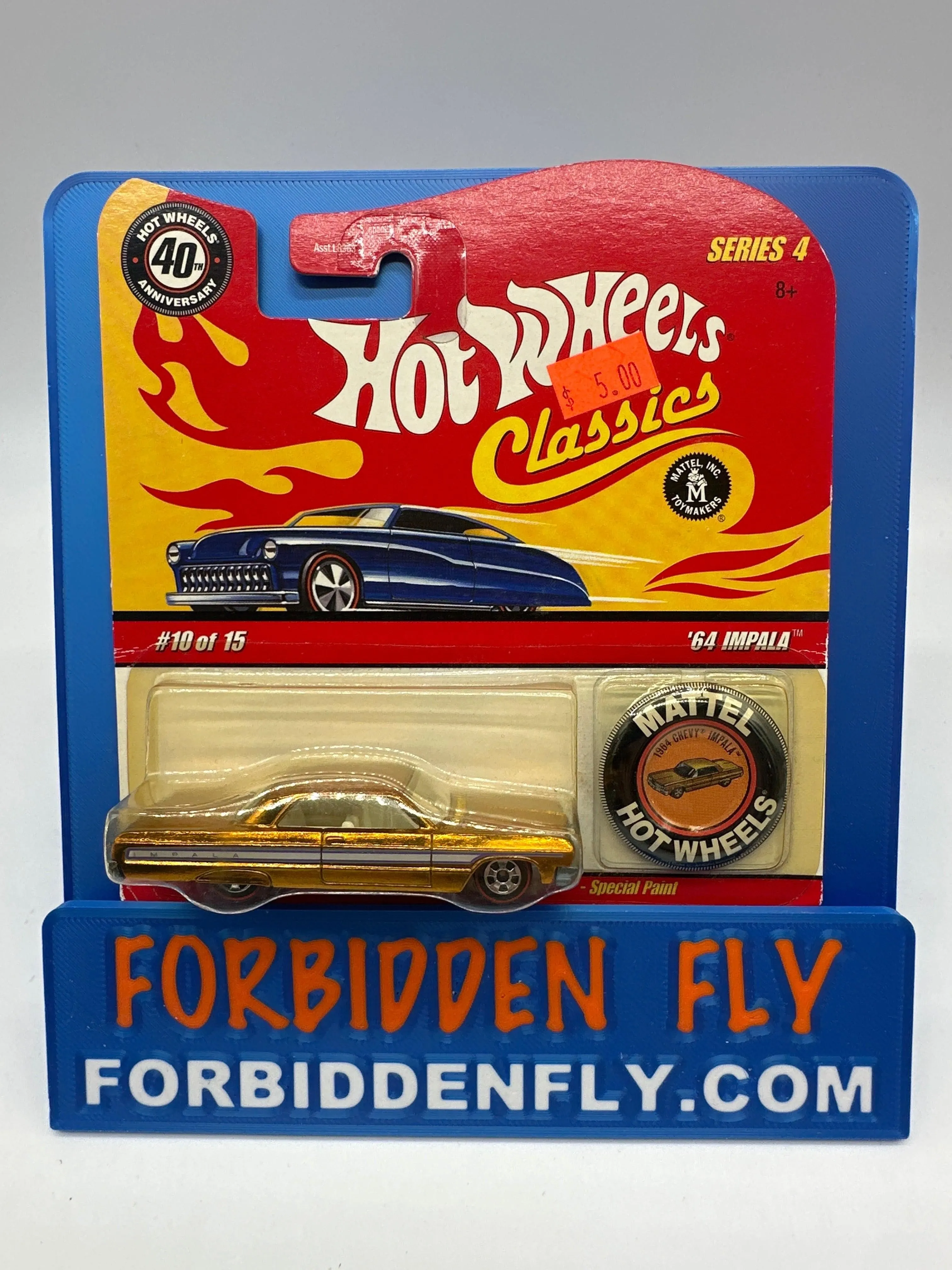 Hot Wheels Classics - Series 4 #10 of 15 - Orange ‘64 Impala w/ Button