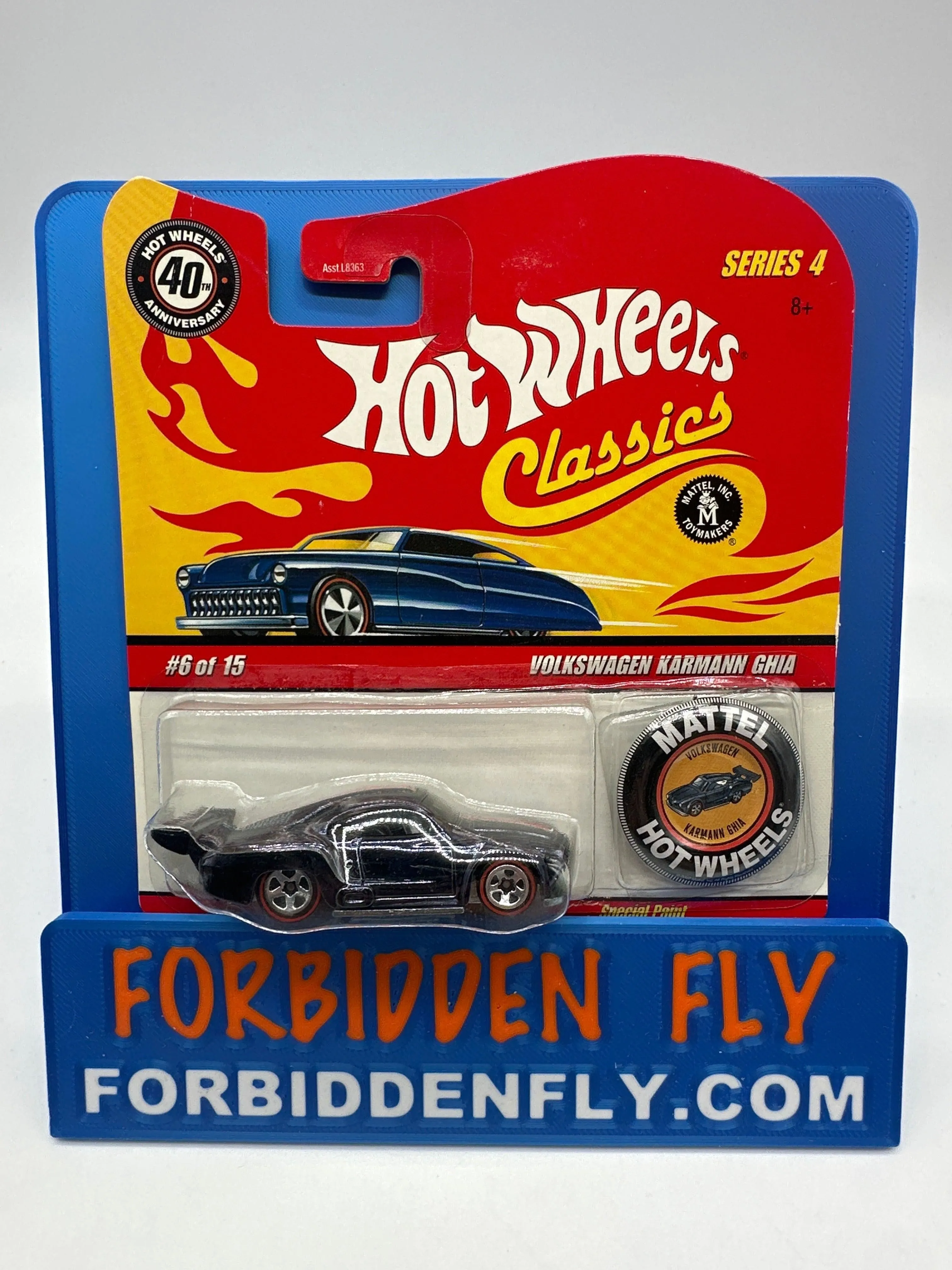 Hot Wheels Classics - Series 4 #6 of 15 - Dark Blue Volkswagen Karmann Ghia w/ Button