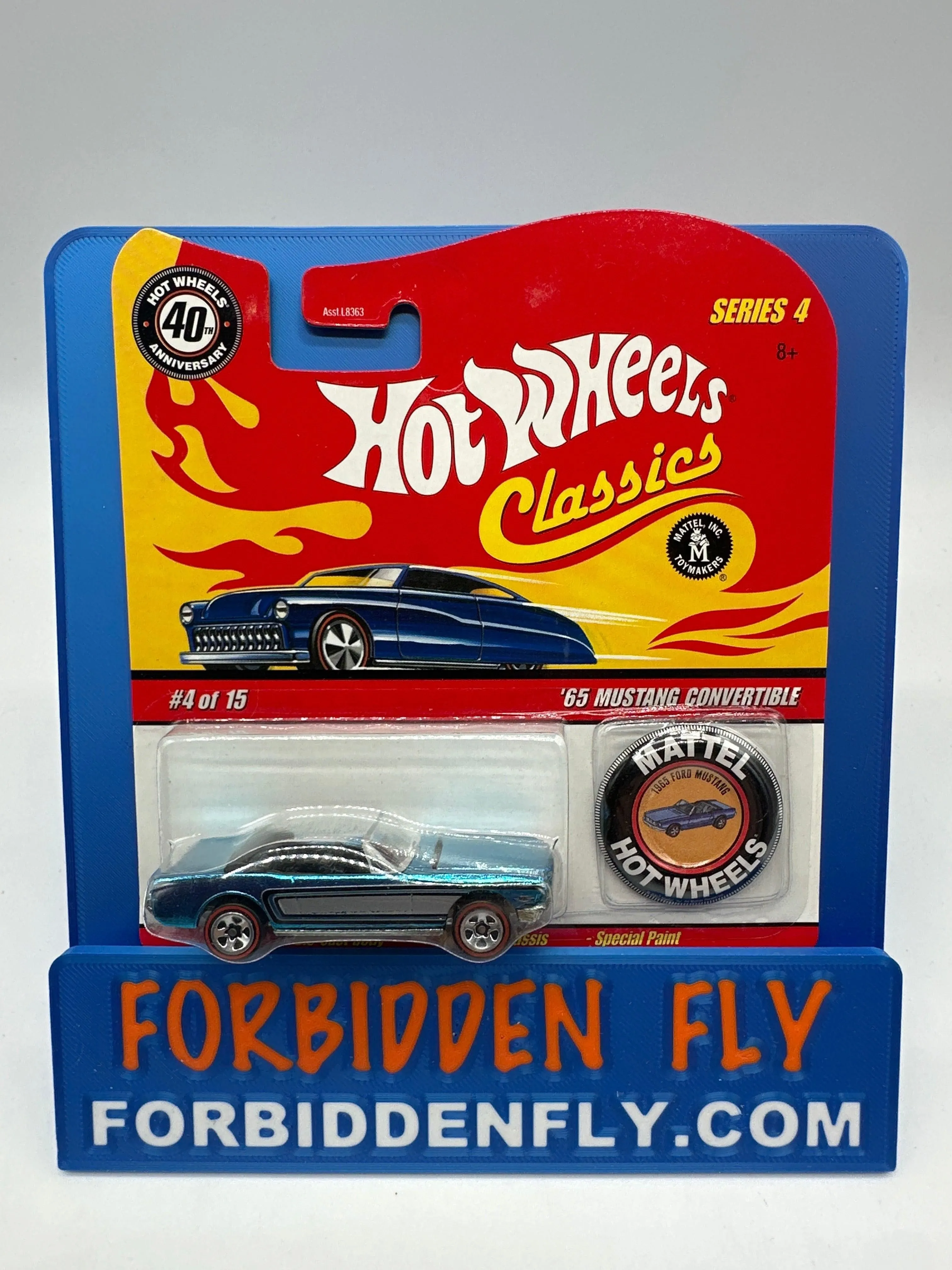 Hot Wheels Classics - Series 4 #4 of 15 - Blue (Aqua) ‘65 Mustang Convertible w/ Button