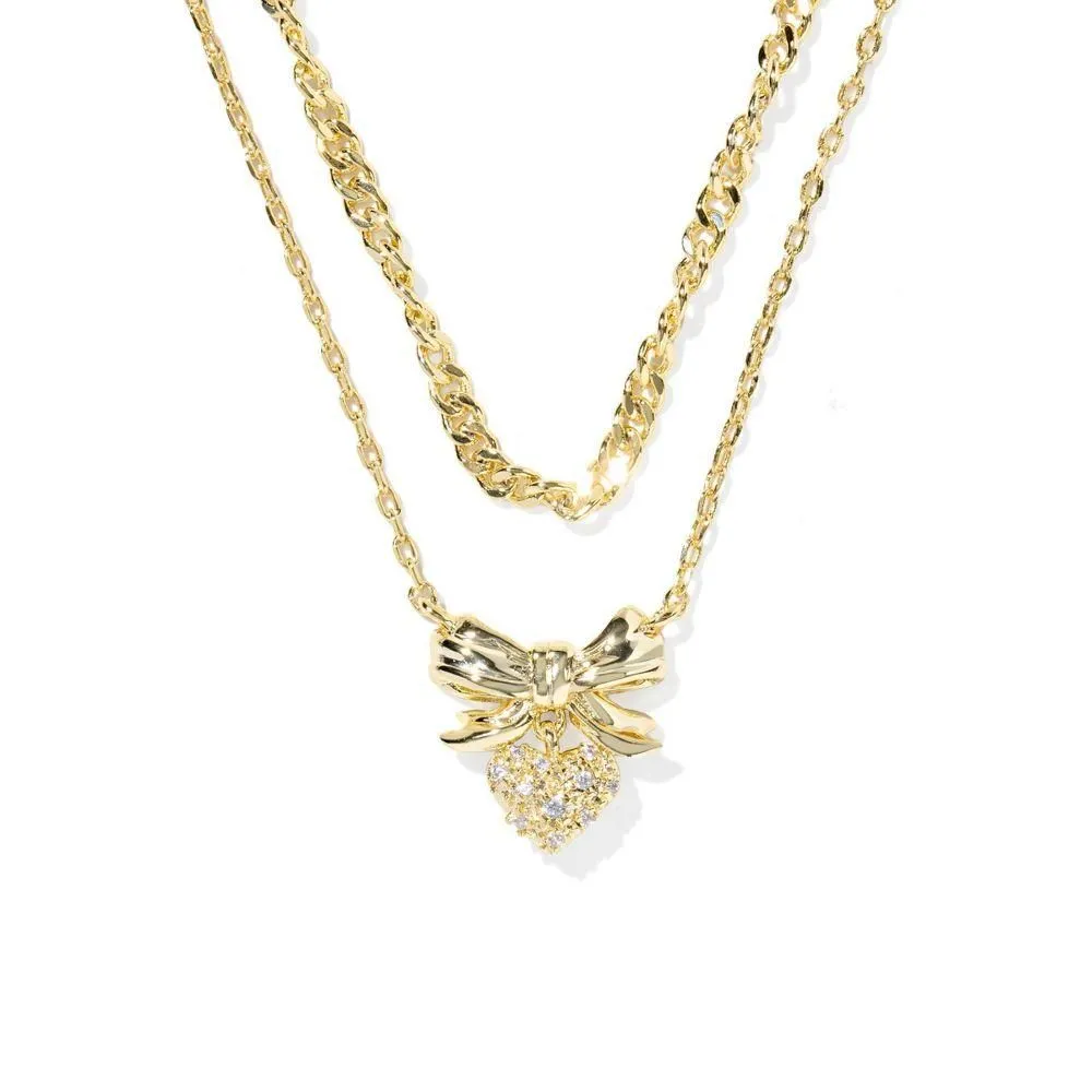New - Size: 19 Inches - Kendra Scott Bow Multi-Strand Necklace - Gold