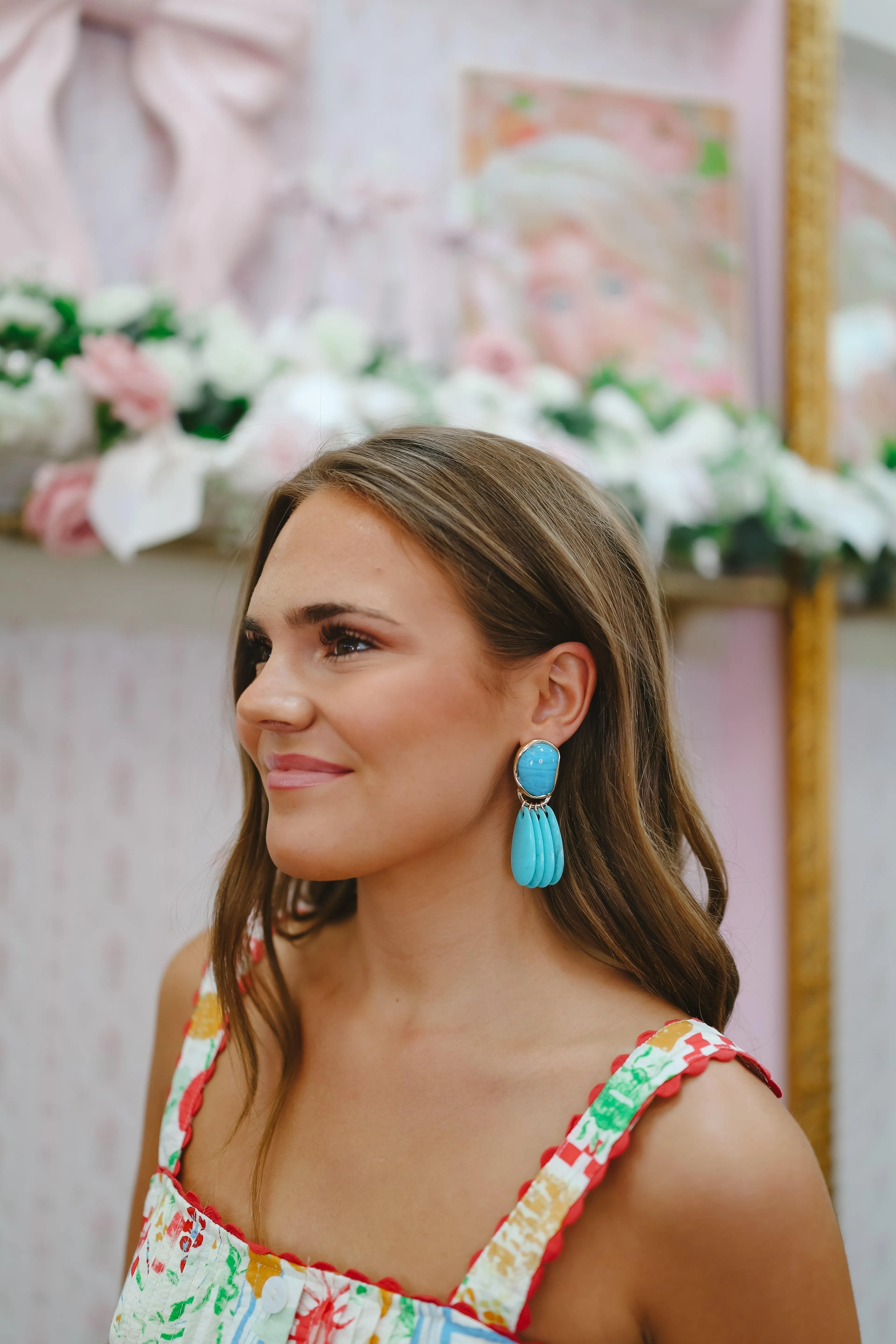 Raegan Resin Drop Statement Earrings - Blue