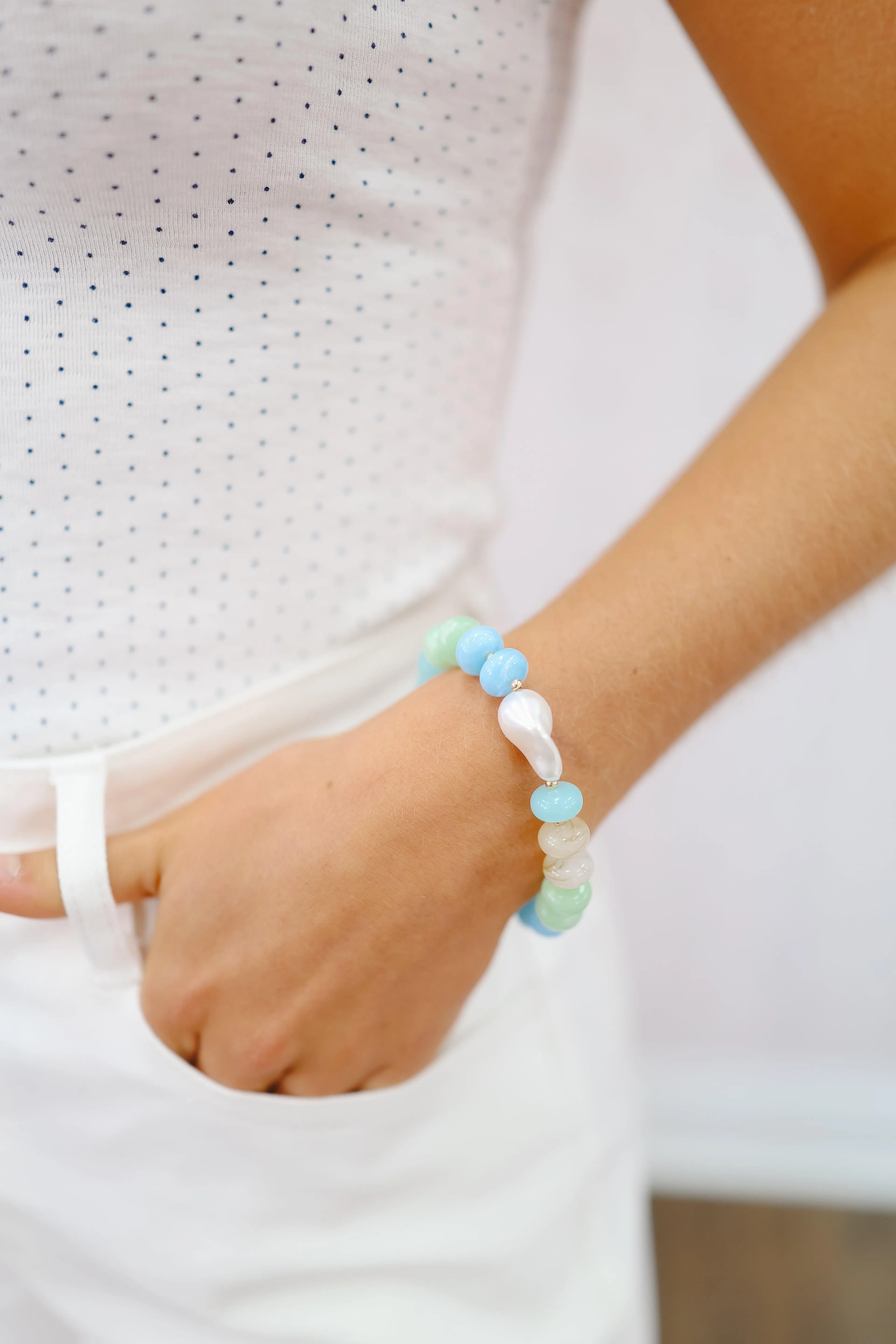 Chloe Candy Beaded Pearl Bracelet - Aqua