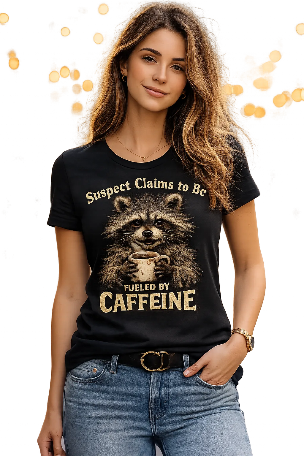 "Suspect Claims To Be Fueled By Caffeine" Raccoon Graphic Tee