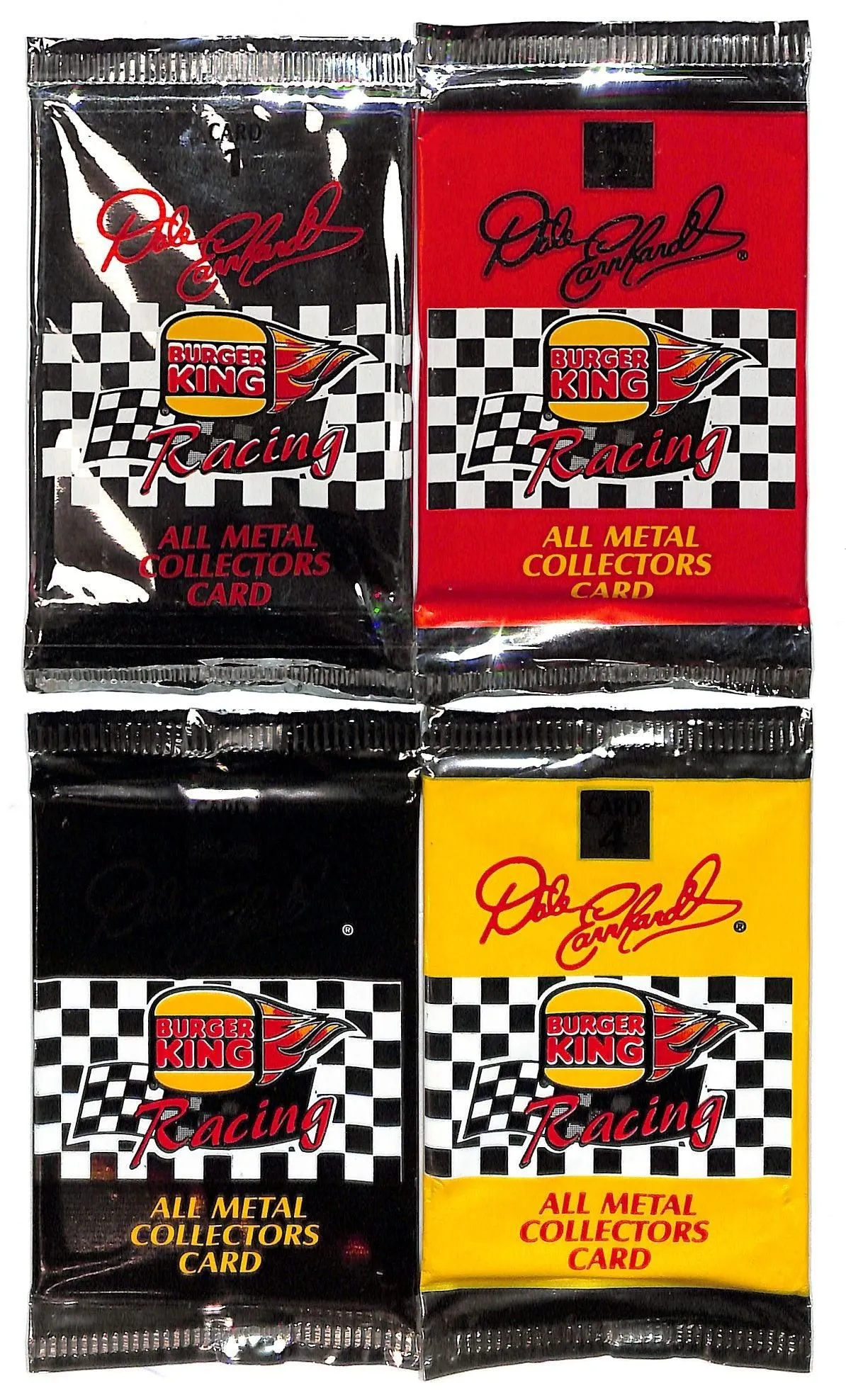 1998 Dale Earnhardt Burger King ALL-Metal Collectors Cards #1-4 Sealed Packs