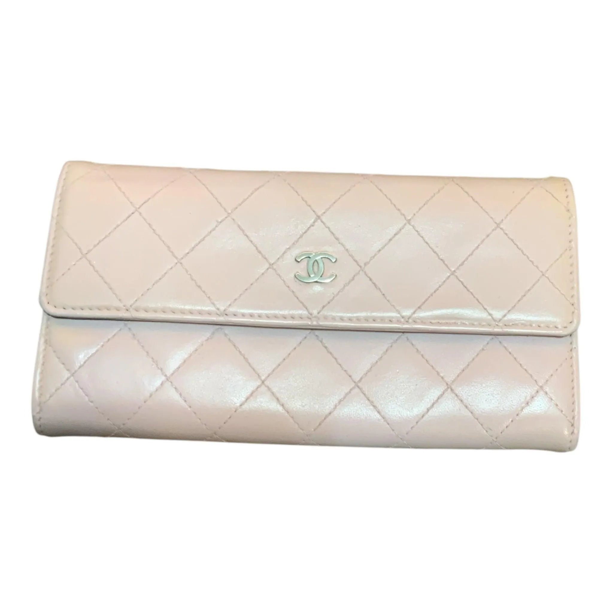 Chanel - Pink Caviar Wallet silver interlocking CC