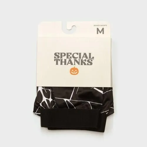 Men's Special Thanks Halloween Spider Web Boxer Briefs - Black M