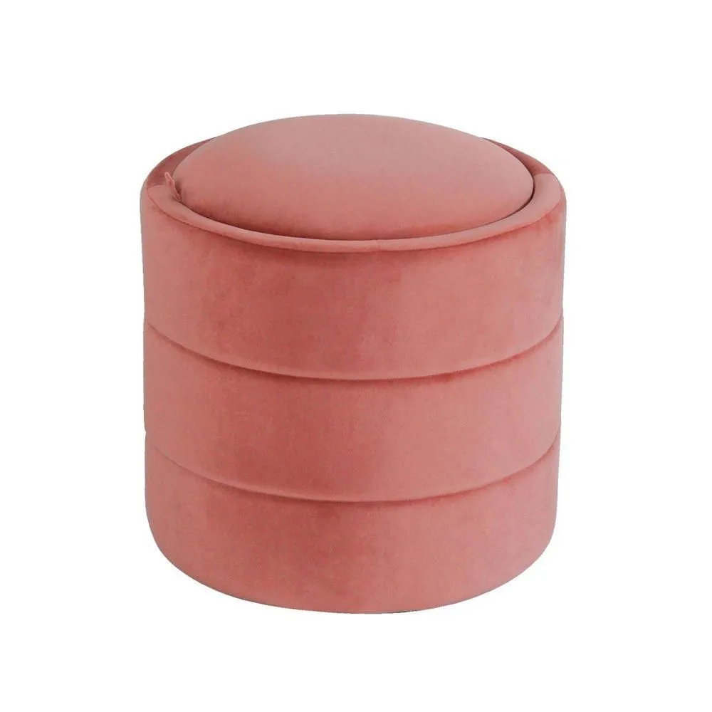 New without box - HomePop Velvet Ottoman Round Storage Bedroom Vanity Living Room Blush