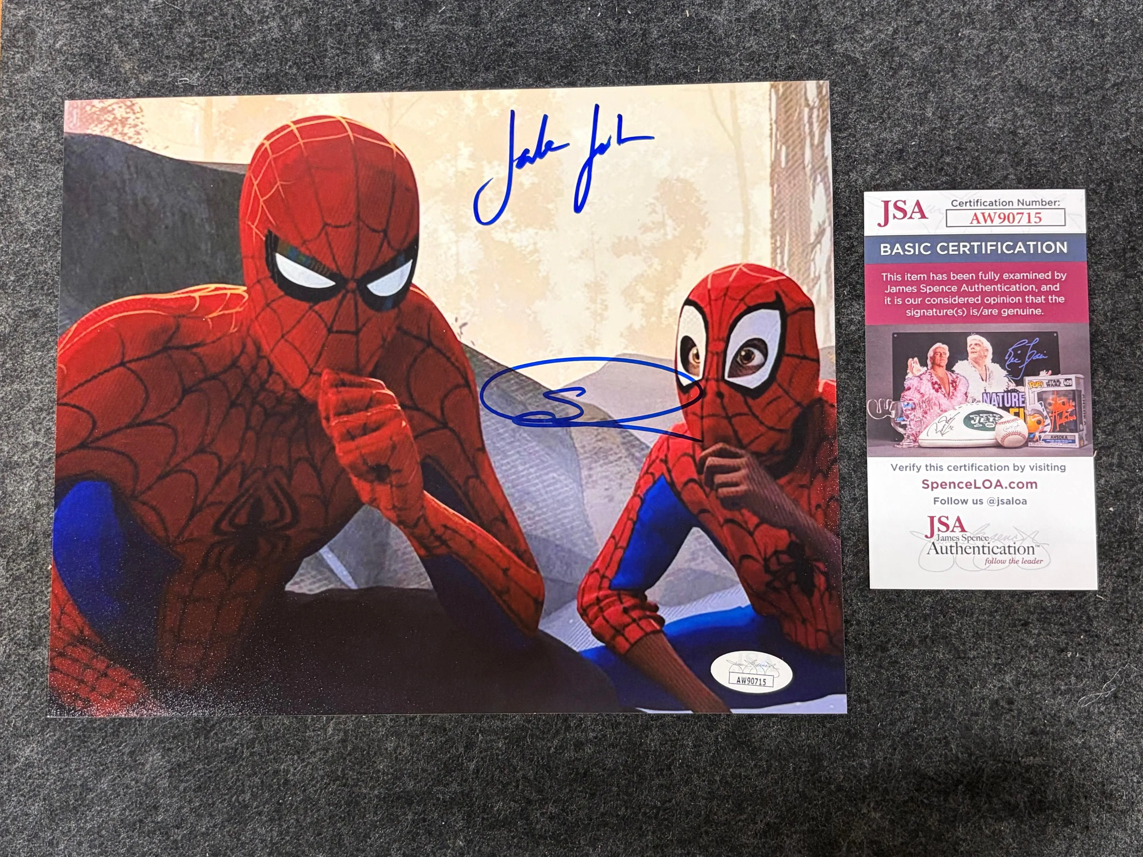 Shameik Moore & Jake Johnson Signed 8x10 Photo as Miles Morales & Spider-Man Spider-Man: Into the Spider-Verse – JSA COA