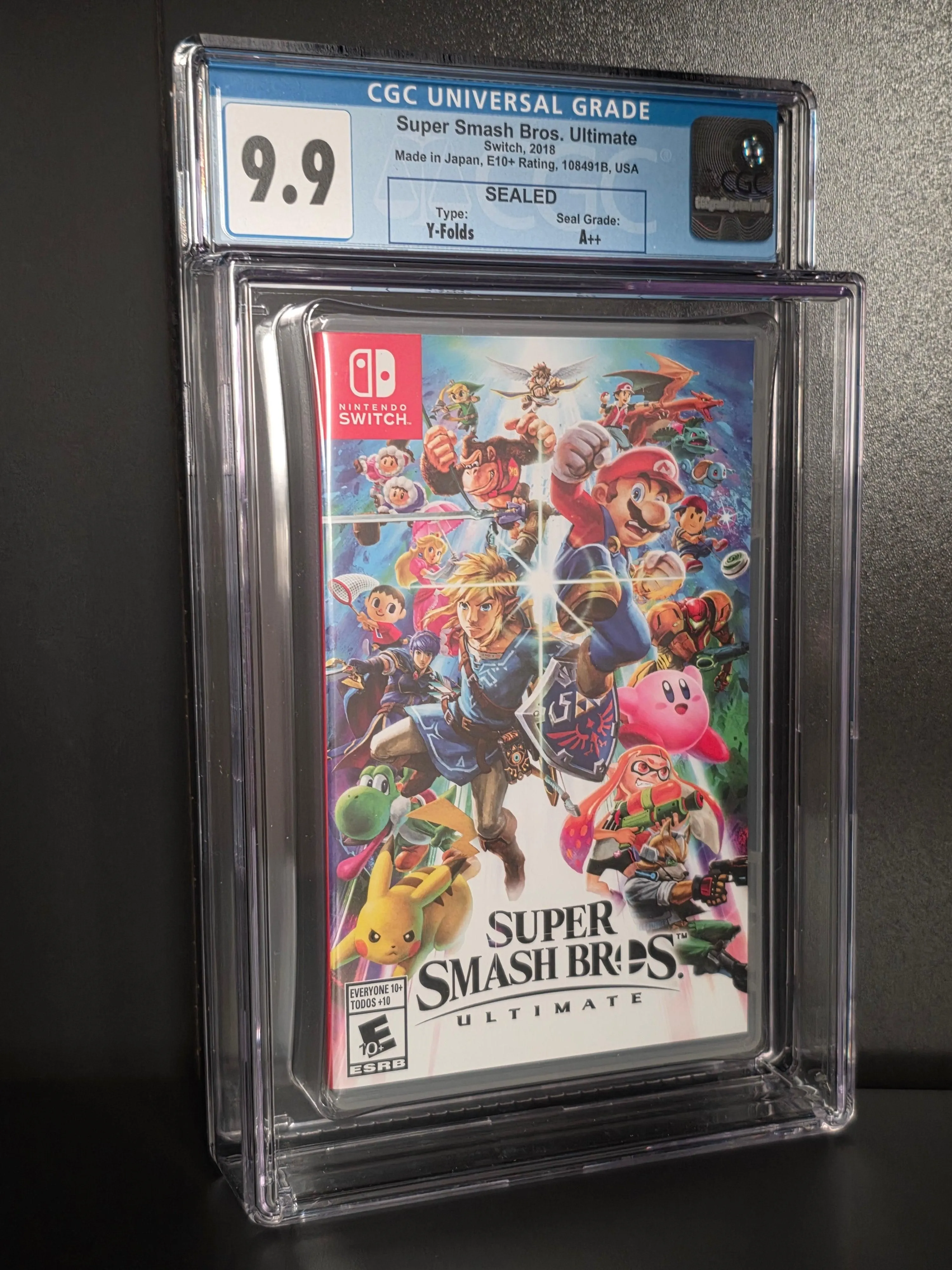 Graded 2018 Switch Mario Super Smash Bros. Ultimate CGC 9.9 A++ Y-Fold Seal
