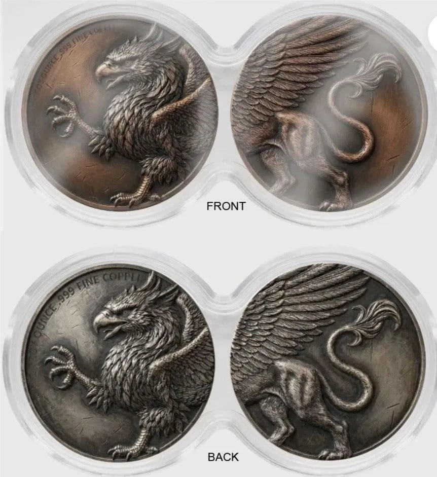 2 x 1 oz Griffin .999 Copper Medal in Infinity Capsule