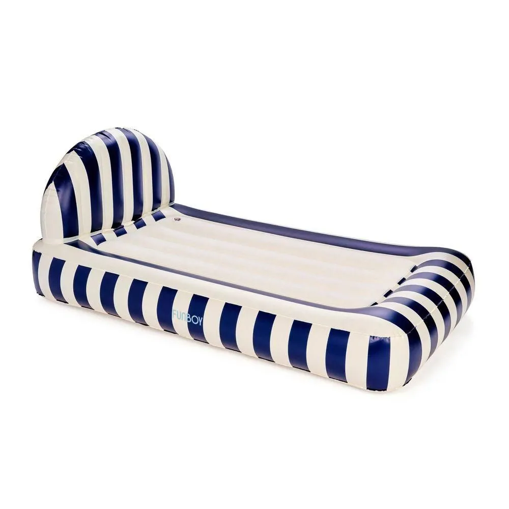 Used and fully functioning - FUNBOY Navy Blue Stripe 15"H Kids' Sleepover Twin Air Mattress Bed with
