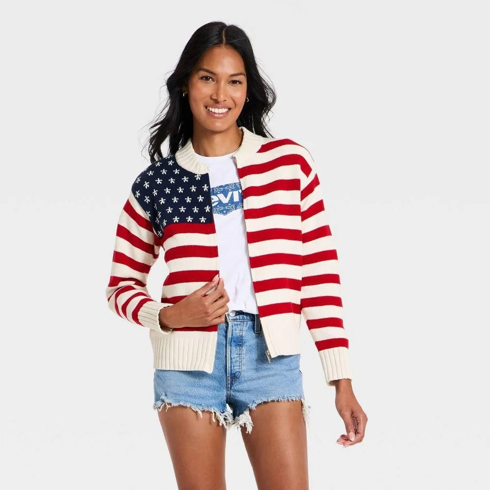 New without Tags - Women's Americana Full Zip Cardigan - Universal Thread Cream S