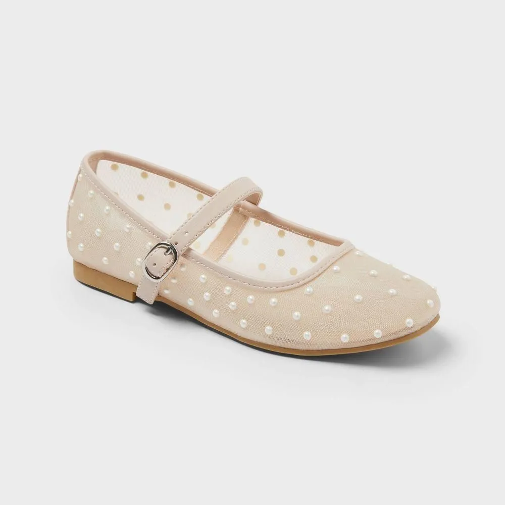 New without Tags - Kids' Noelle Pearl Mary Jane Flats - Cat & Jack Pink 5