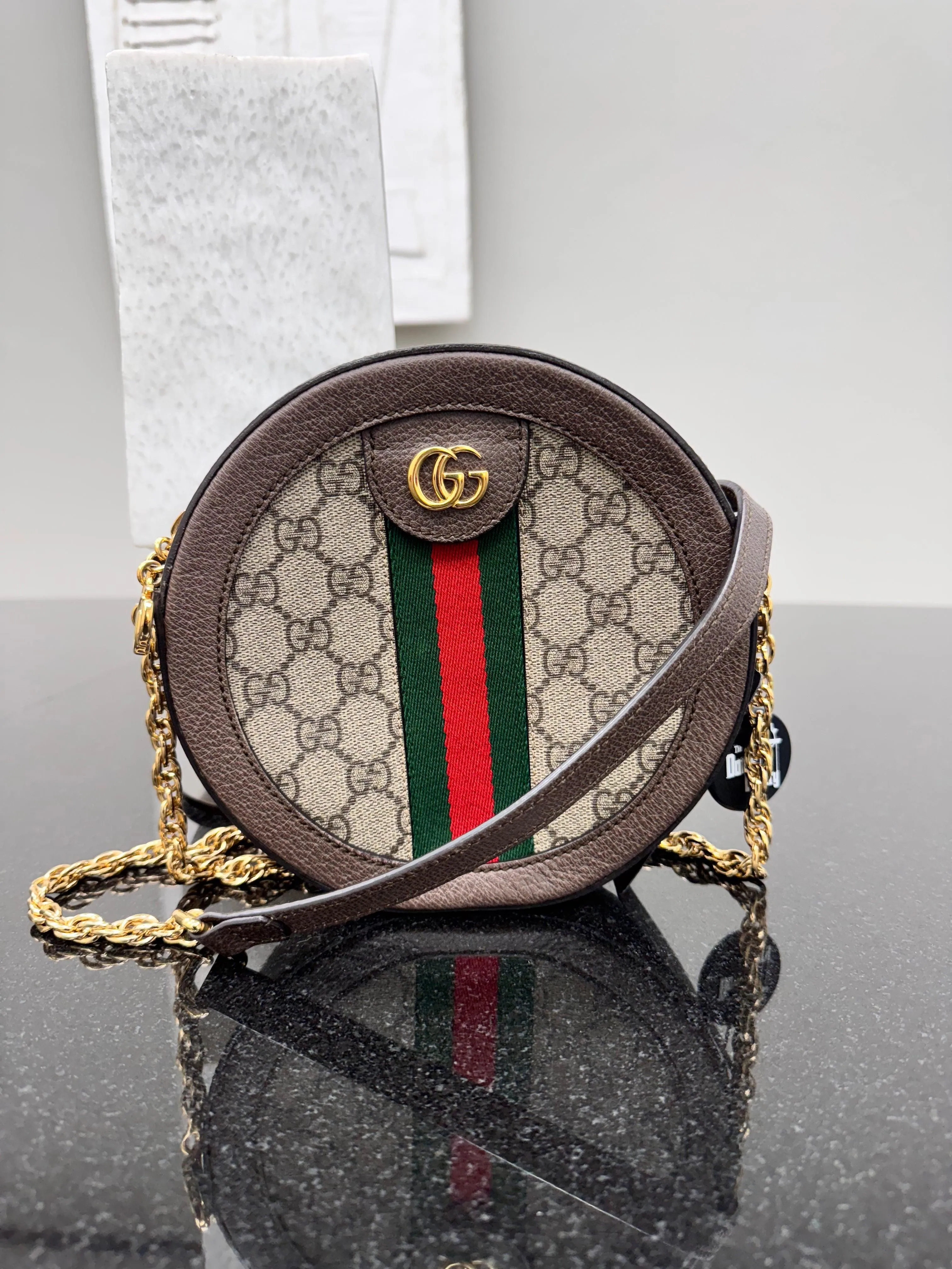 Gucci GG Supreme Web Canvas Ophidia Round Crossbody Bag