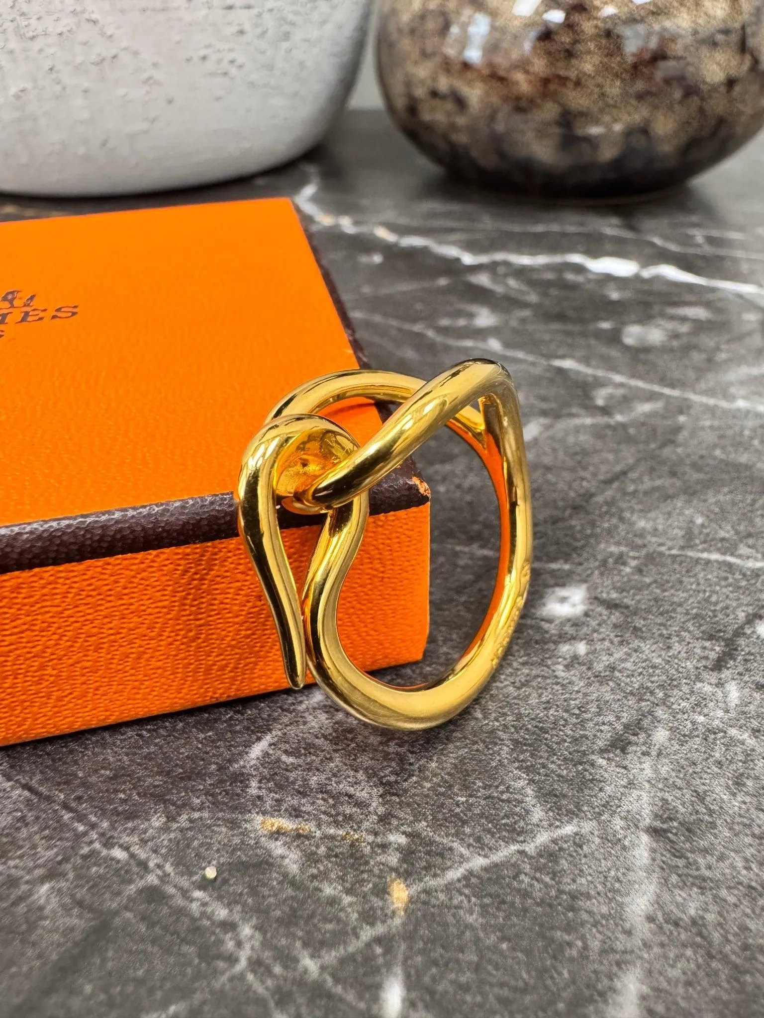 Hermes Gold Jumbo Scarf Ring