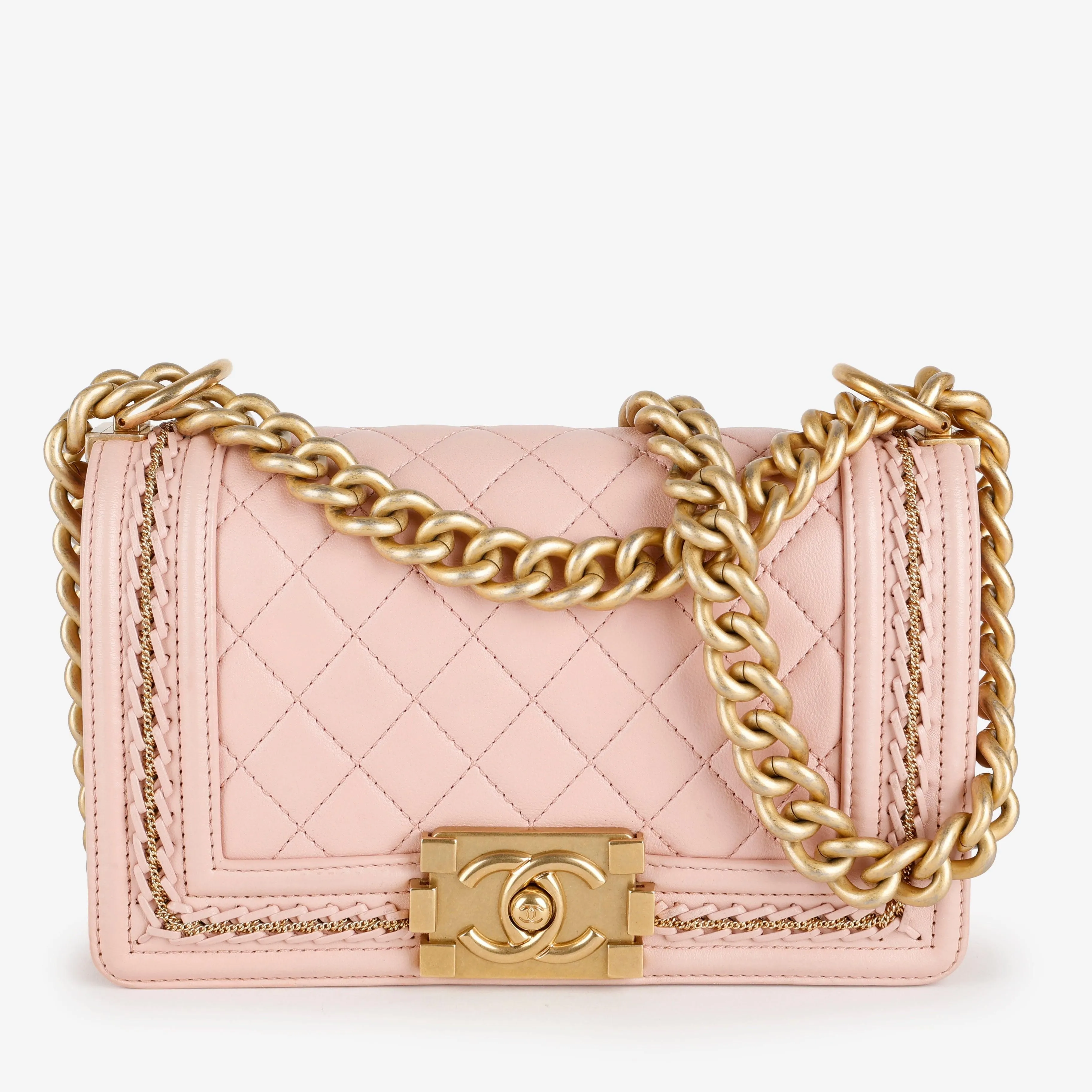 Small Quilted Chain Around Boy Bag, Rose Sakura
