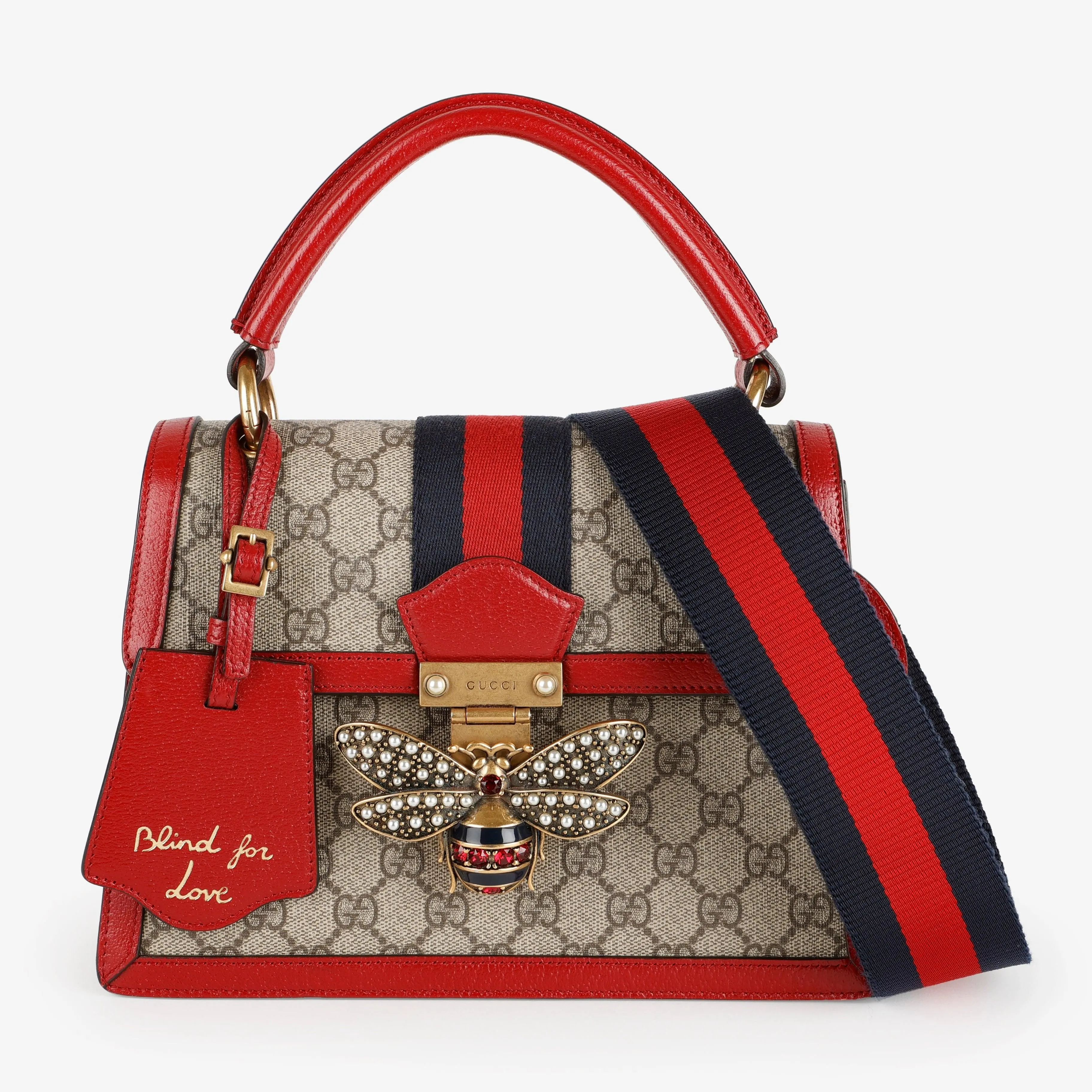 Small Queen Margaret Top Handle, Red/Coated Canvas