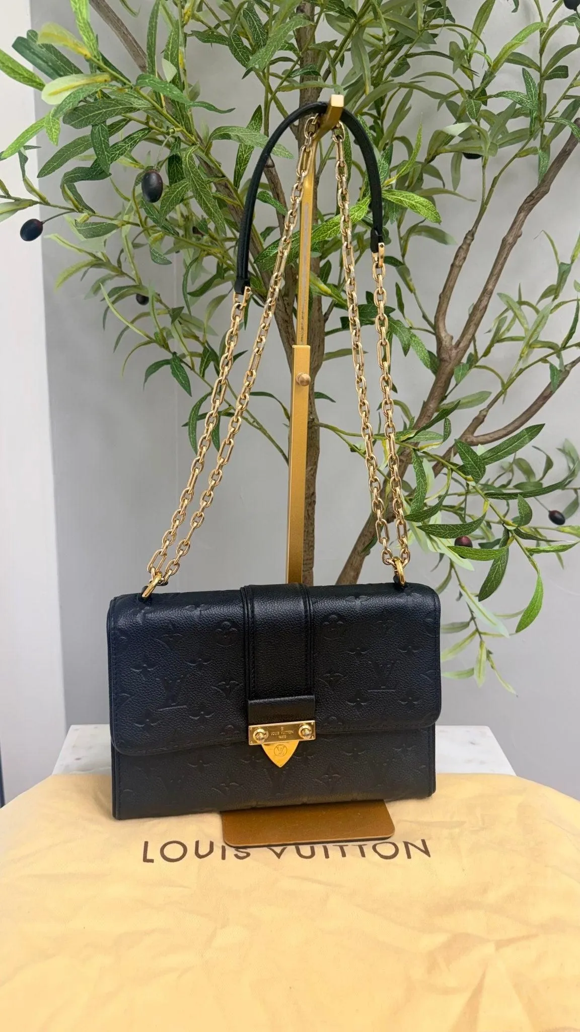 Louis Vuitton Monogram Black Empreinte Leather Saint Sulpice PM Shoulder Bag