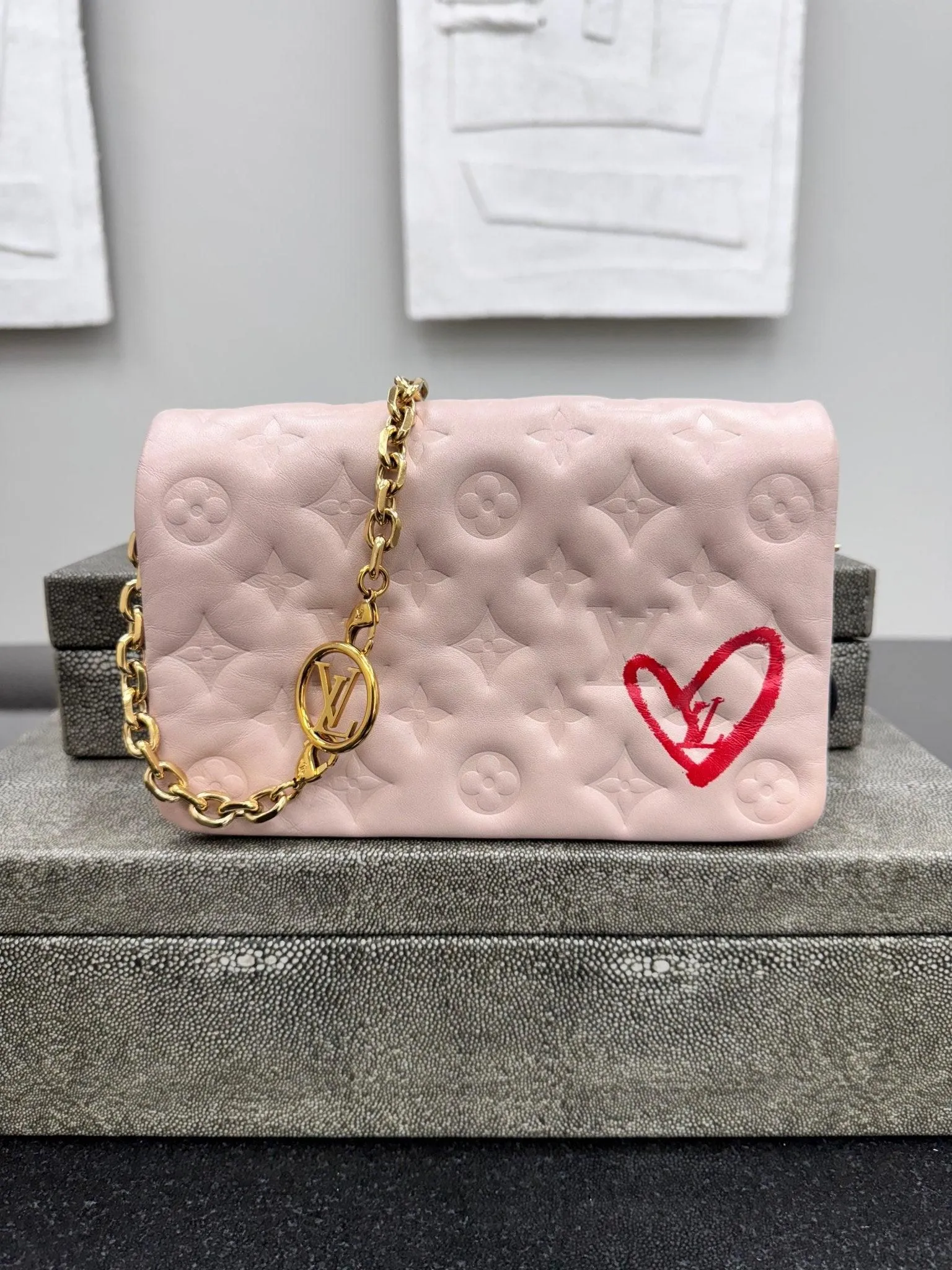 Louis Vuitton Light Pink Monogram Fall In Love Pochette Coussin