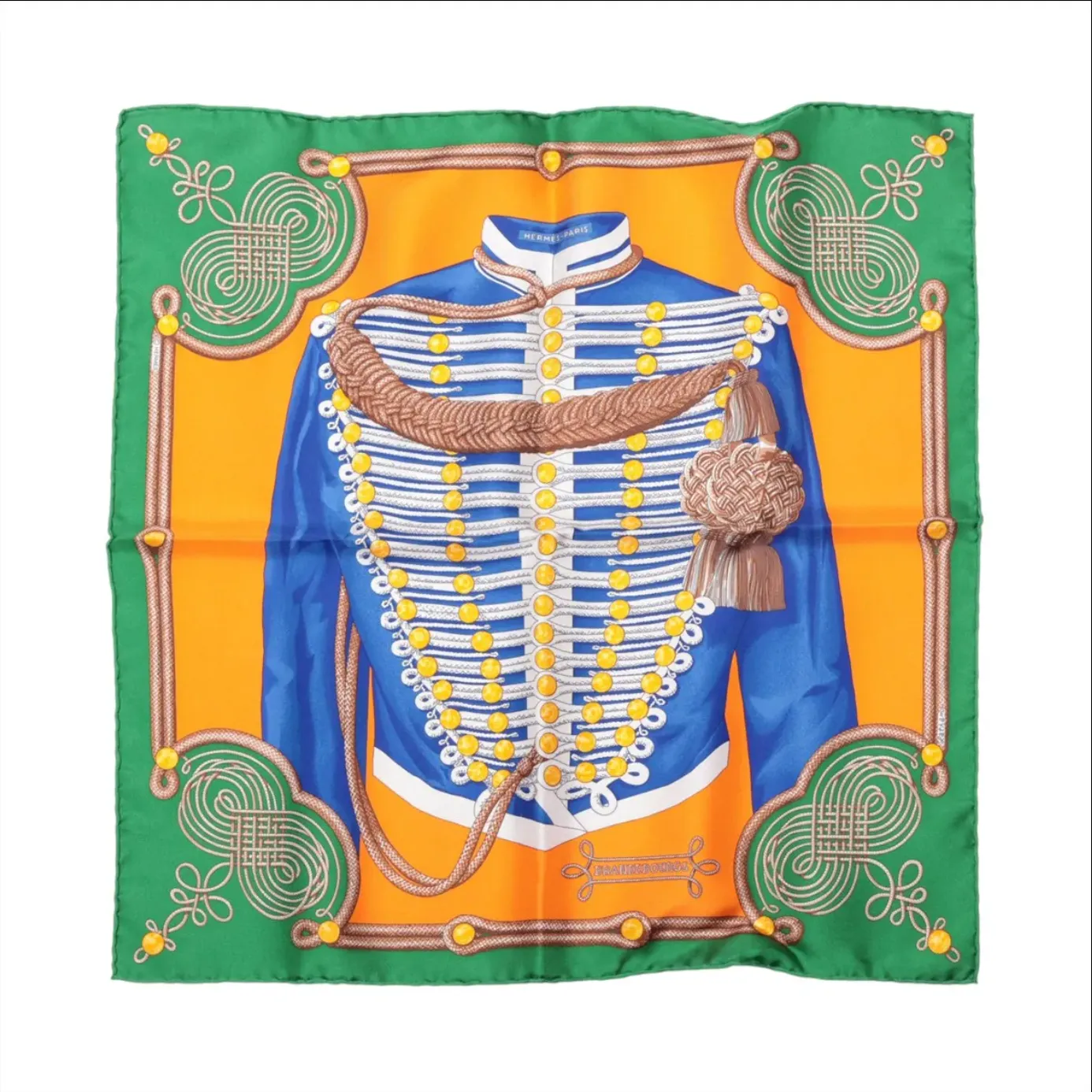 Hermes Brandebourgs Scarf Silk 45cm Green 0629-1436