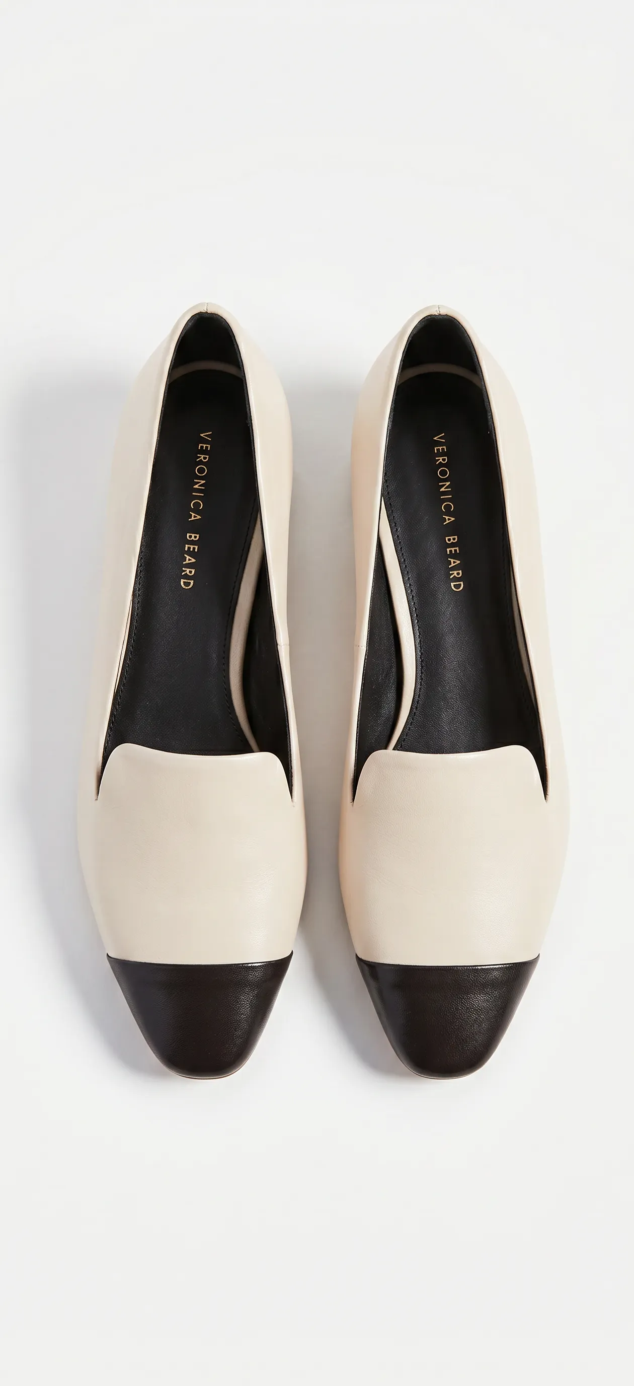 NWOT $375 MSRP Veronica Beard Two Tone Cap Toe Loafer Ecru Black Size 8.5