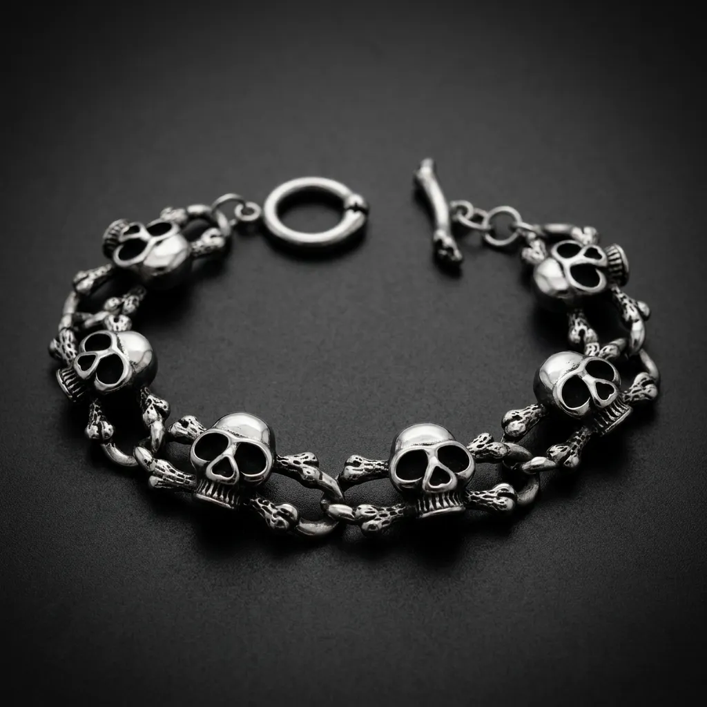 Plunder the Booty Skull Link Bracelet (#B0040)