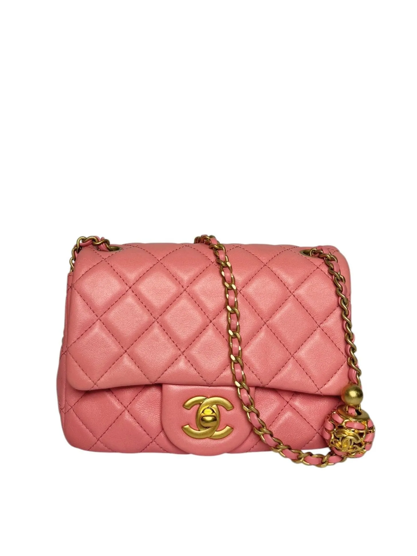 Chanel Pearl Crush Square Lambskin Flap Mini Pink