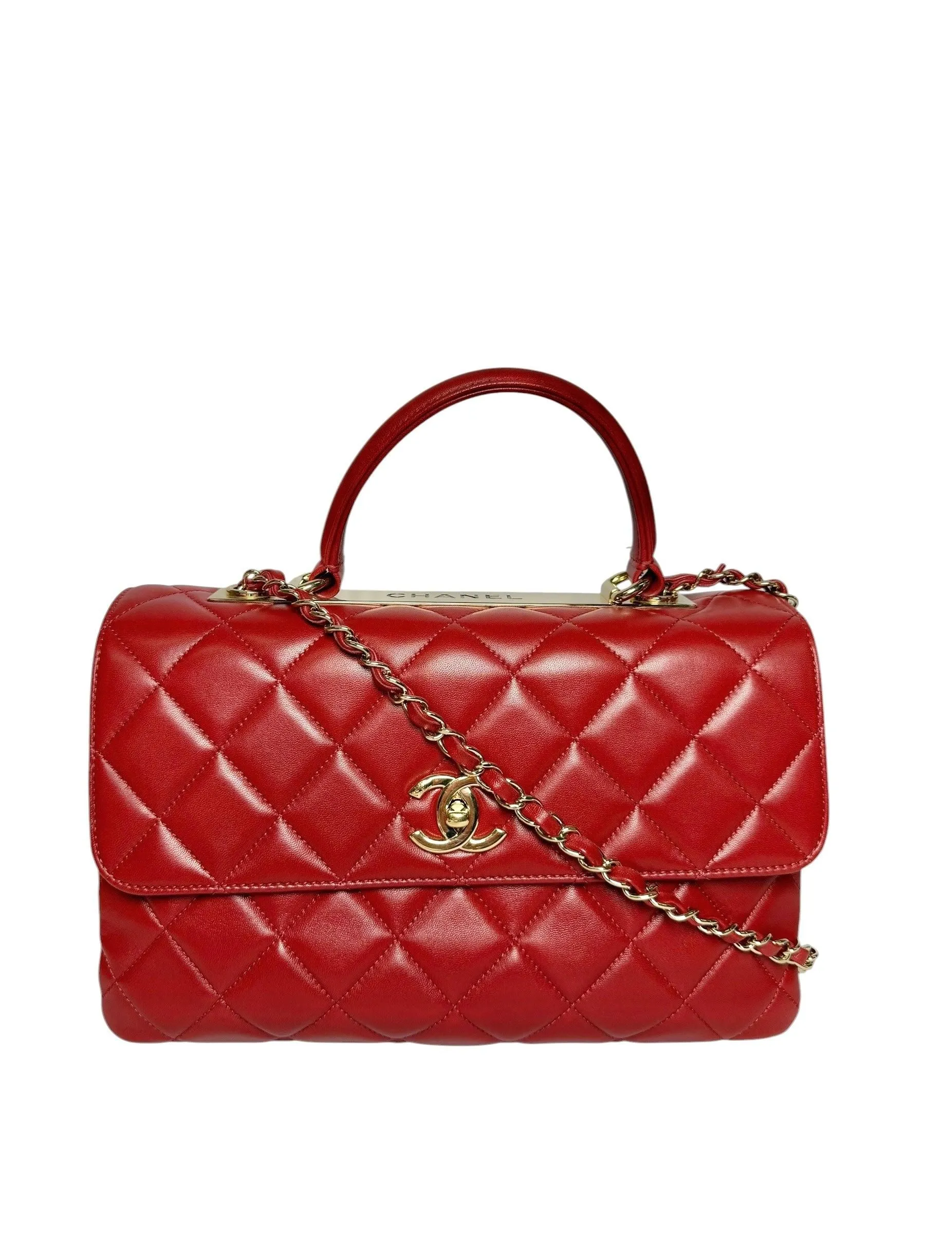 Chanel Red Trendy Top Handle Medium GHW