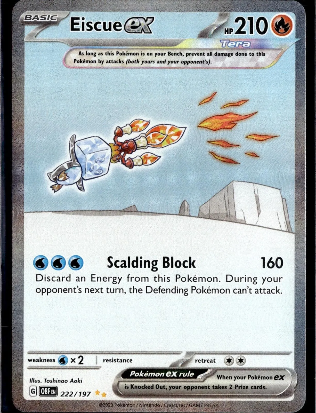2023 OBSIDIAN FLAMES EISCUE EX 222/197 HOLO SPECIAL ILLUSTRATION RARE POKEMON NM