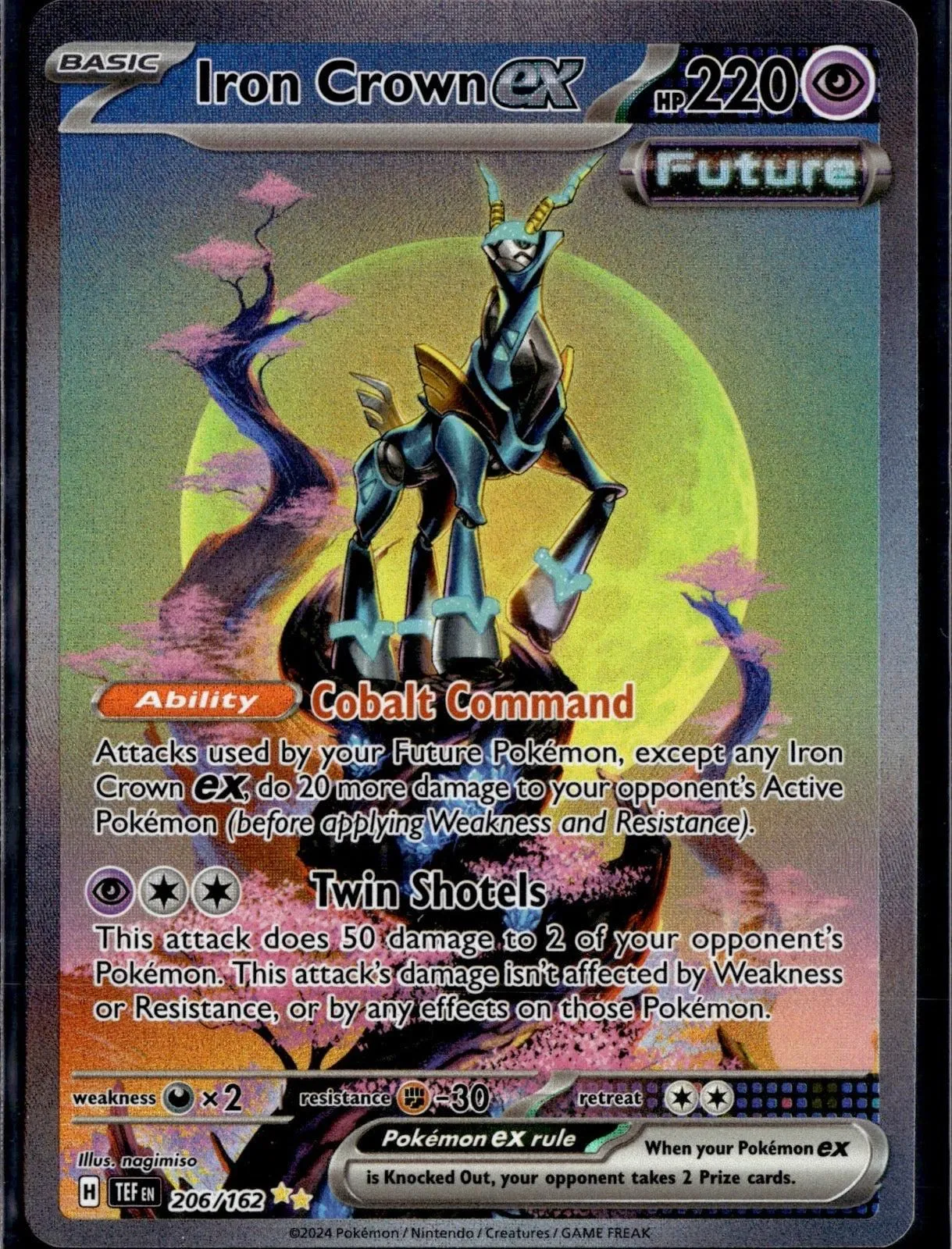 TEMPORAL FORCES IRON CROWN EX 206/162 HOLO SPECIAL ILLUSTRATION RARE POKEMON NM