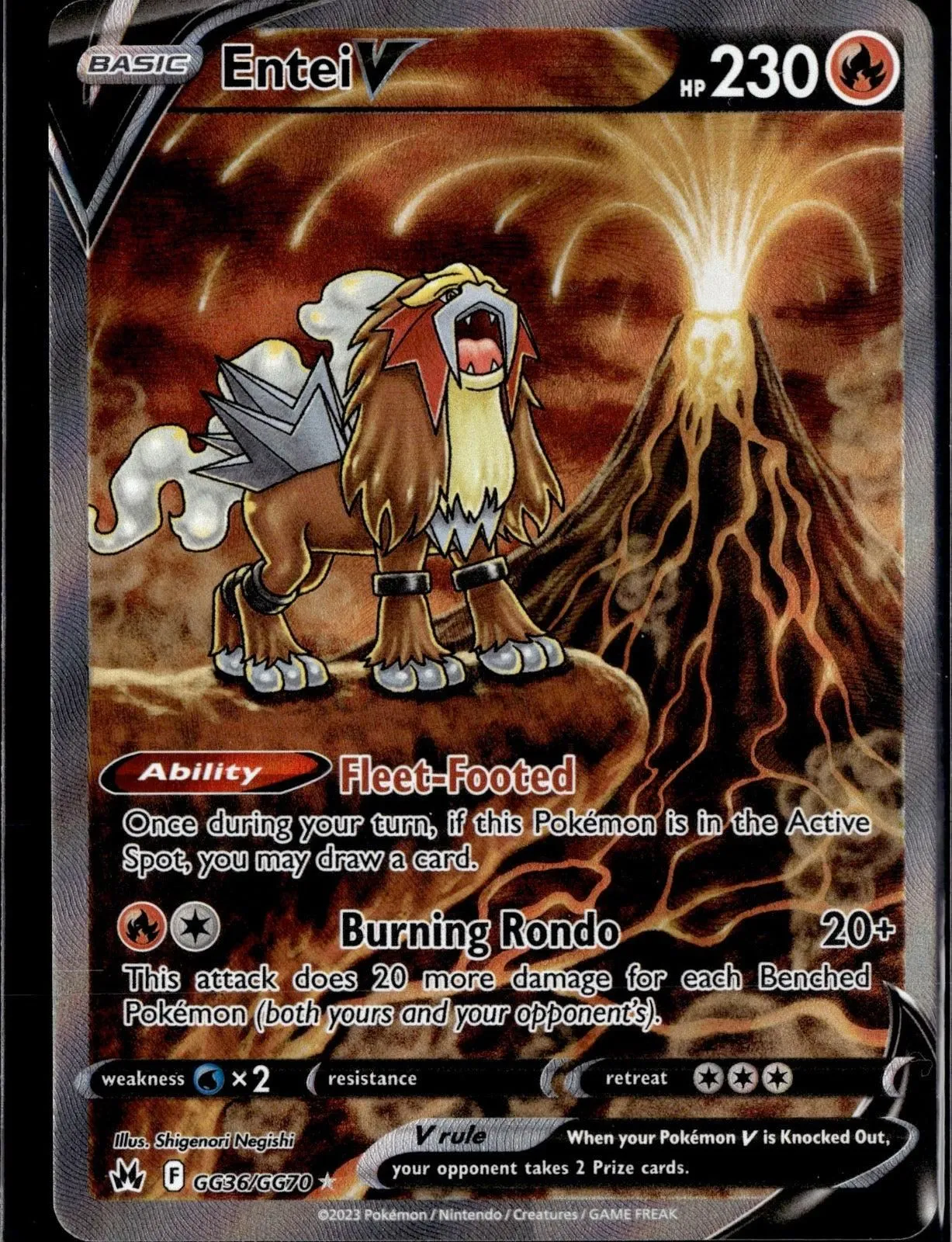 2023 CROWN ZENITH GALARIAN GALLERY ENTEI V GG36/GG70 HOLO V RARE POKEMON NM