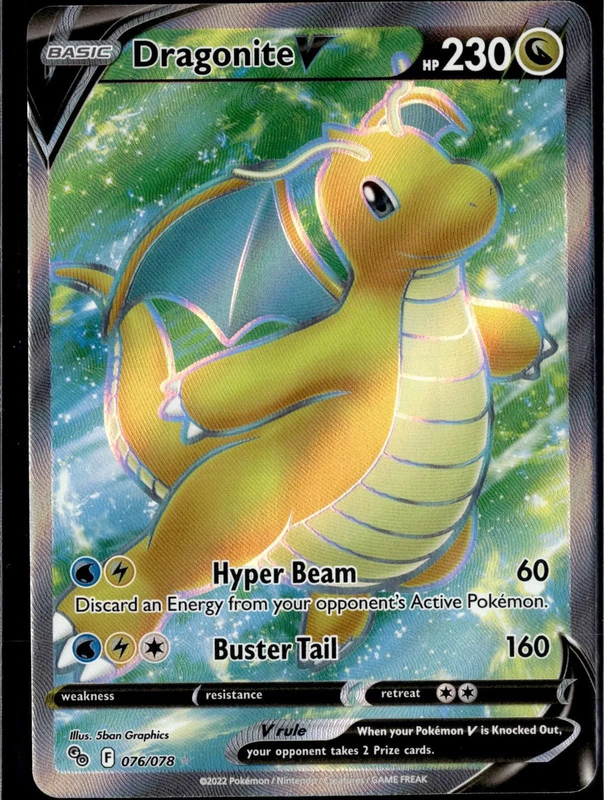2022 POKEMON GO DRAGONITE V 076/078 HOLO ULTRA RARE POKEMON NM