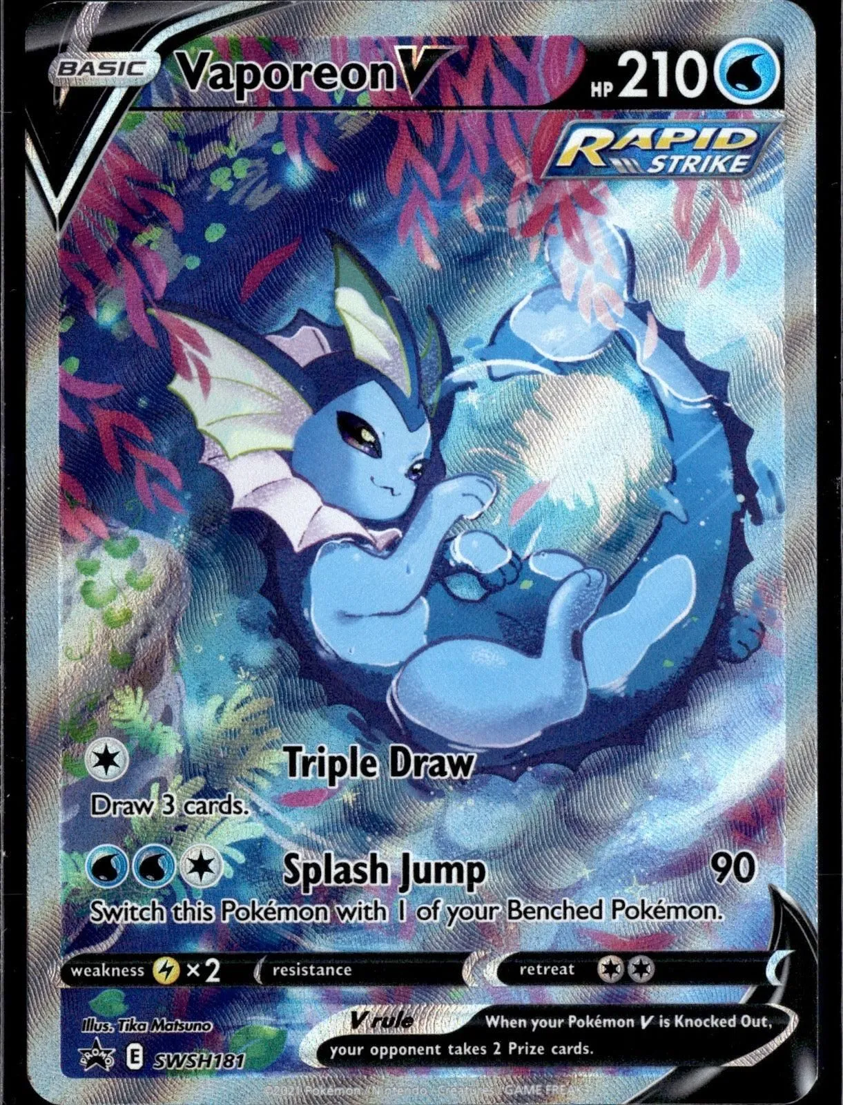 SWORD & SHIELD PROMO VAPOREON V SWSH181 HOLO P POKEMON NM