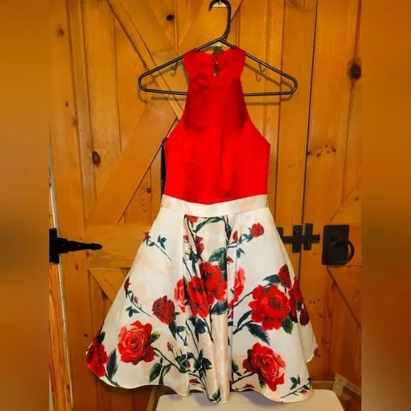 Product image for Red/white ROSE formal dress sz 6
