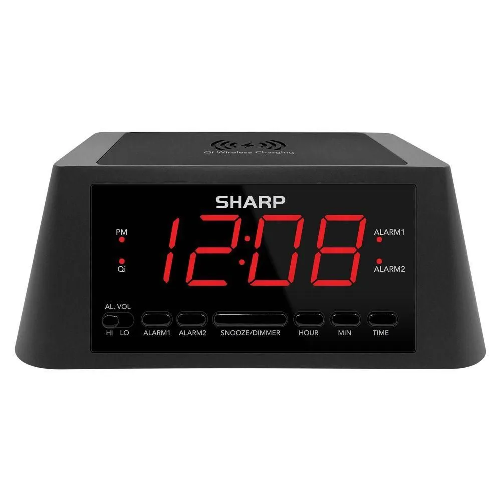 Open-box - Sharp Wireless Charging Table Alarm Clock MagSafe Compatible LED USB Port