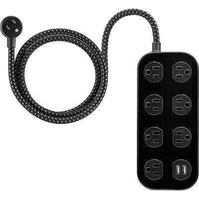 Open-box - GE 7-Outlet Surge Protector with USB 1470J 2 USB-A (2.4A) 4' Braided