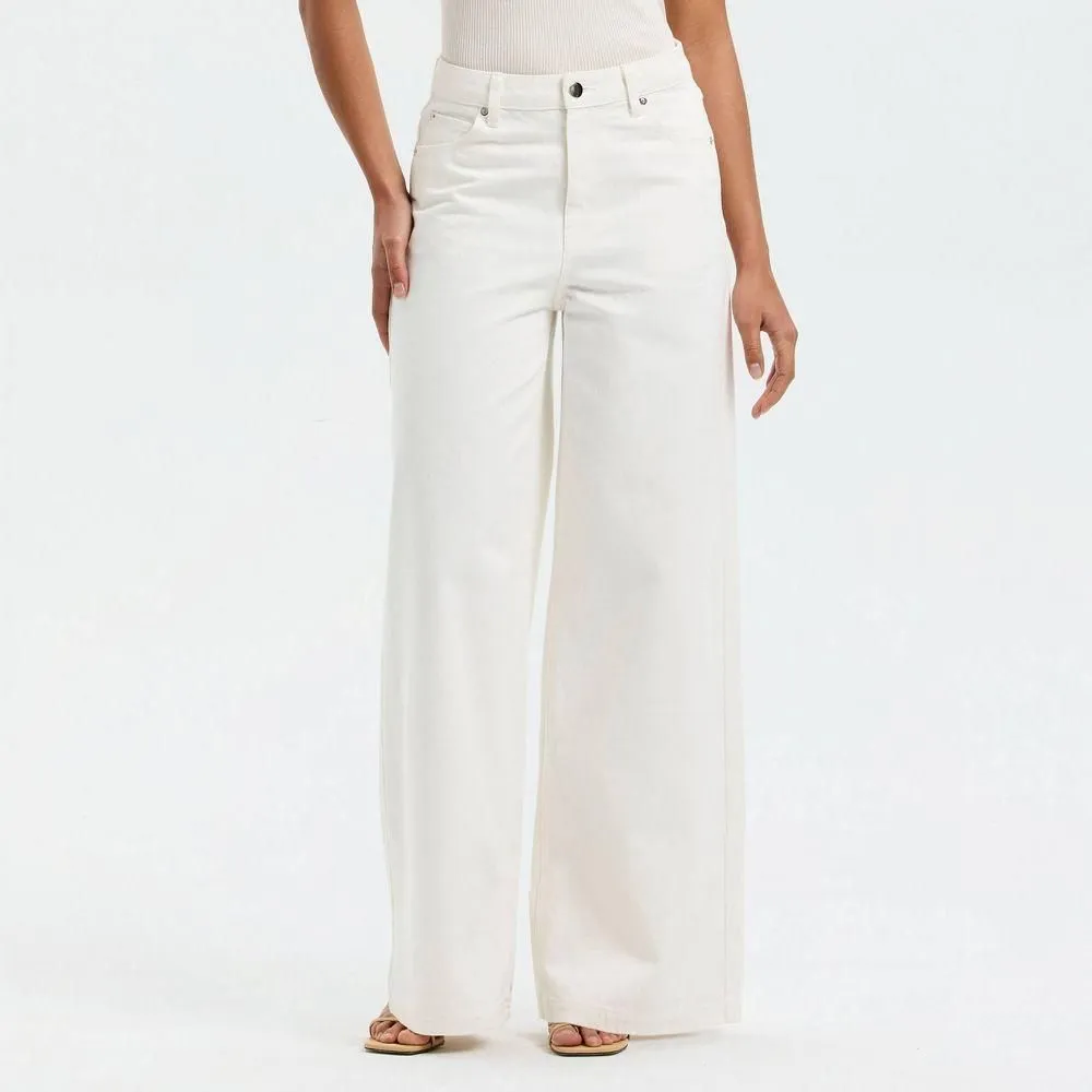 New without Tags - Women's Wide Leg Denim Pants - A New Day Cream 8