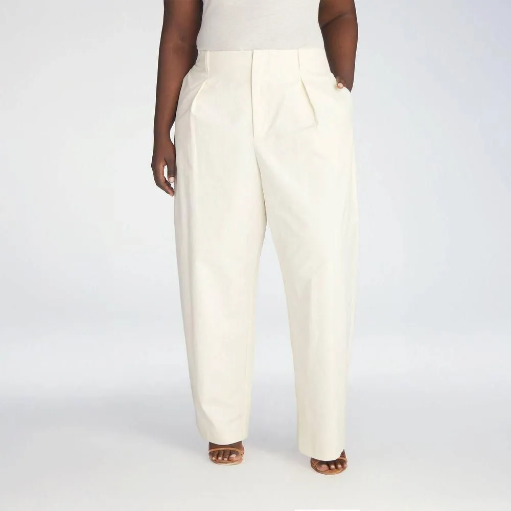New without Tags - KBB by KAHLANA Women's 'The Mid-Rise Barrel Leg Trousers' - Cream 26