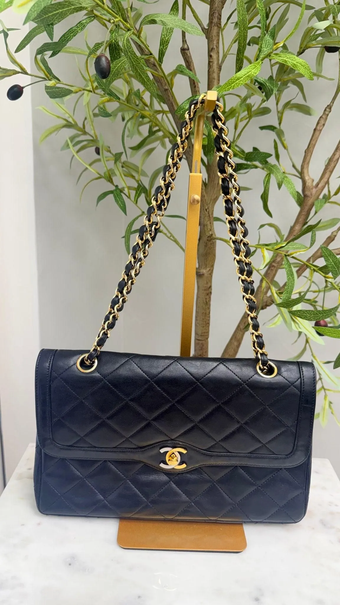 Chanel Black Lambskin Leather Medium Double Flap Bag