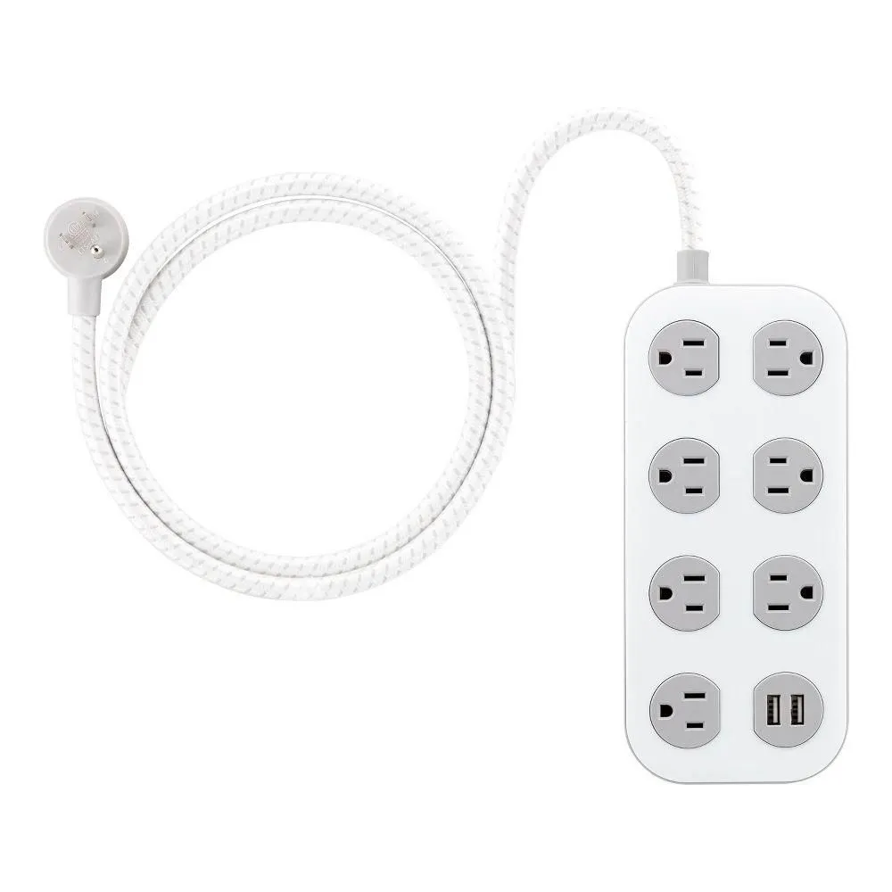 Used and fully functioning - GE 7-Outlet Surge Protector with USB 1470J 2 USB-A (2.4A) 4' Braided