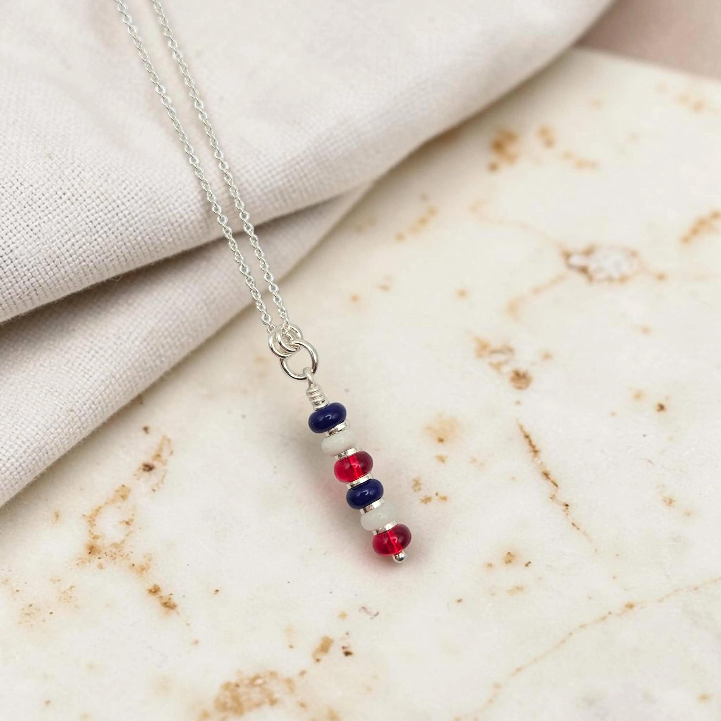 Americana Necklace | Red White & Blue Gemstone : Sterling Silver