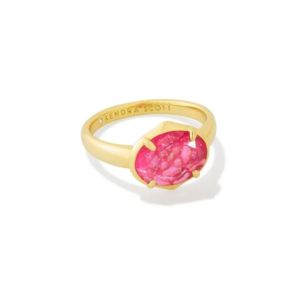 New - Size: One Size - Kendra Scott Henley Band Ring - Gold/Fuchsia Glitter Glass 8
